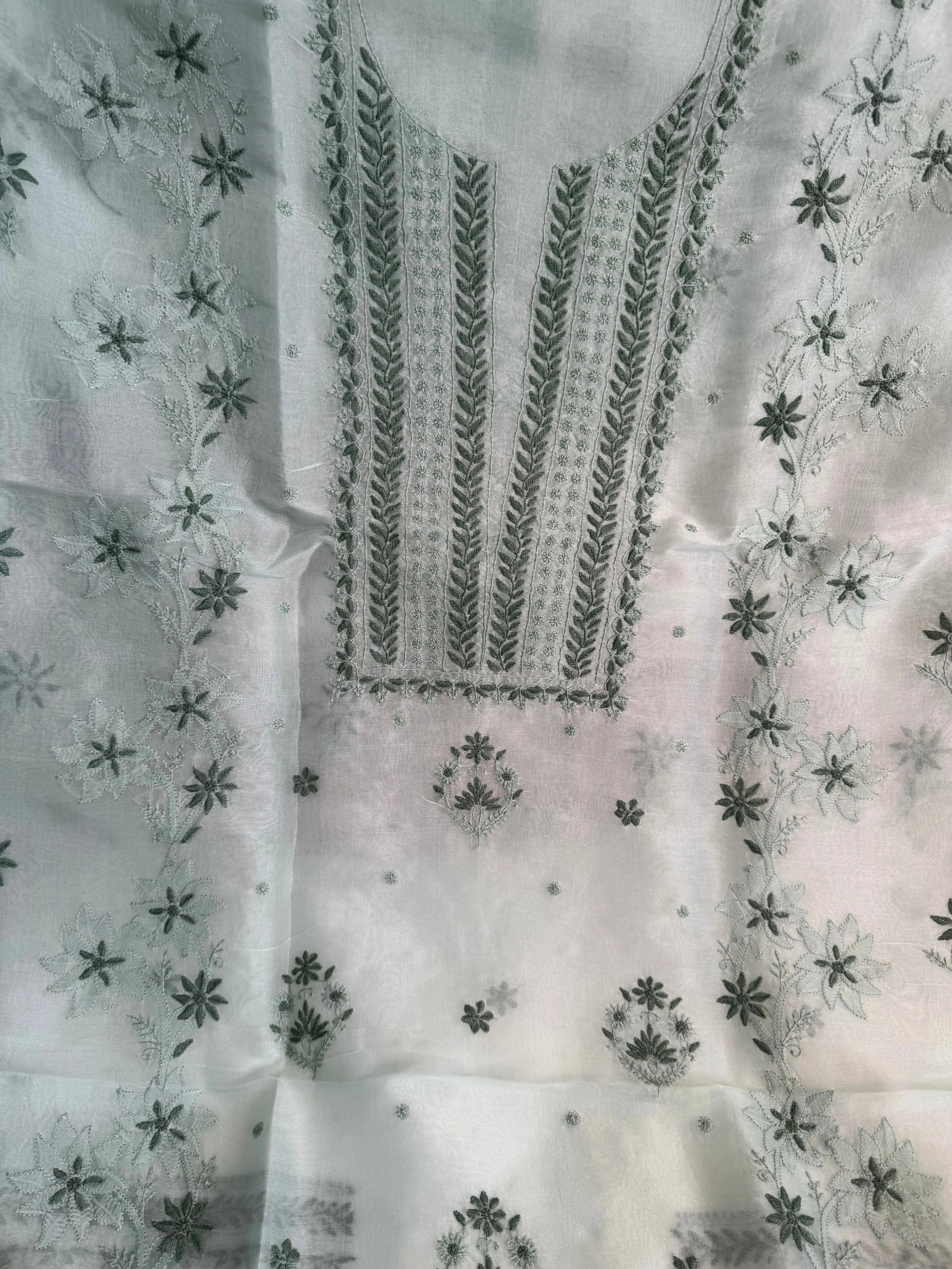 Organza Length with Dupatta - Green ARIAA CHIKANKARI 