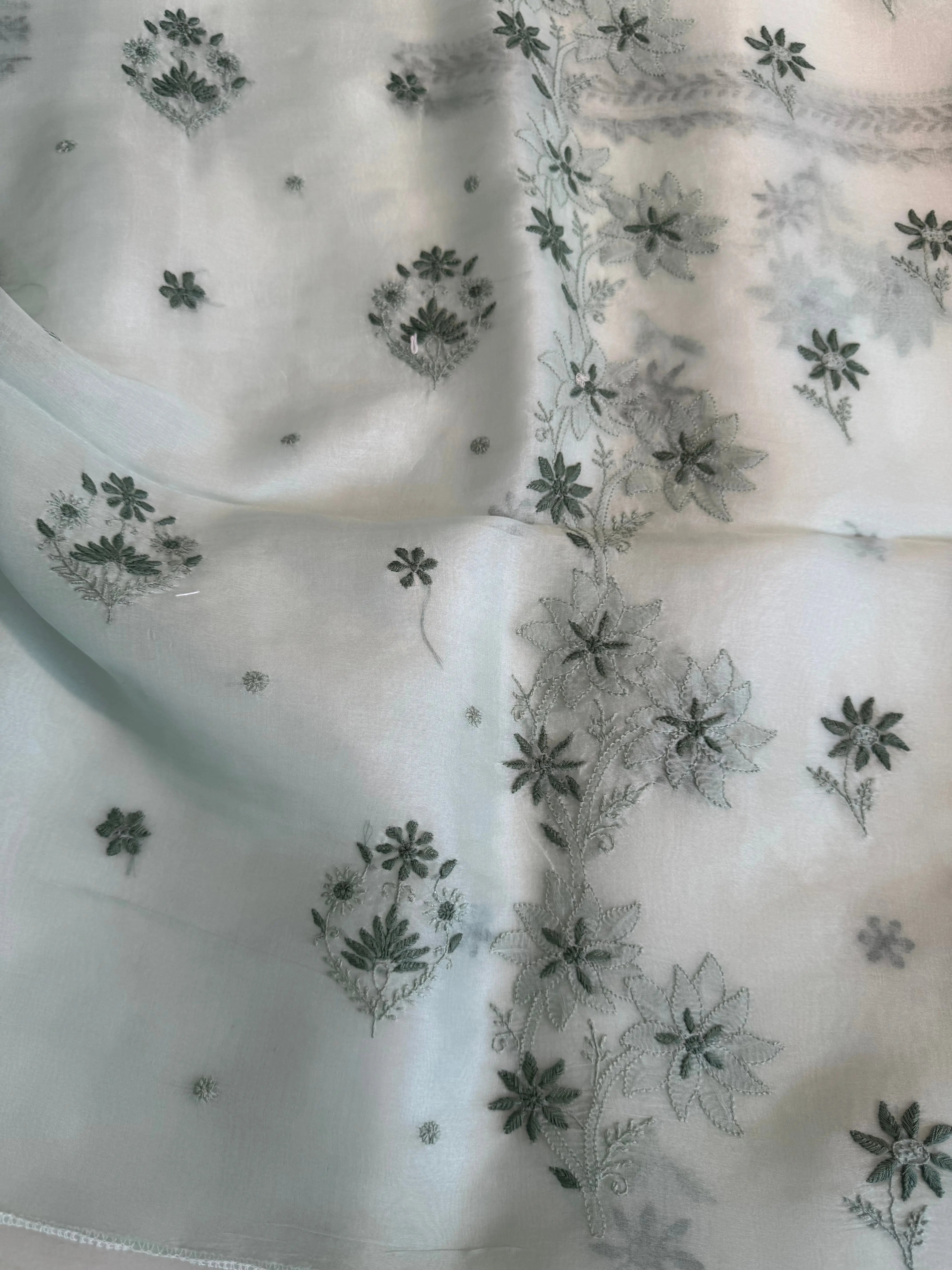 Organza Length with Dupatta - Green ARIAA CHIKANKARI 