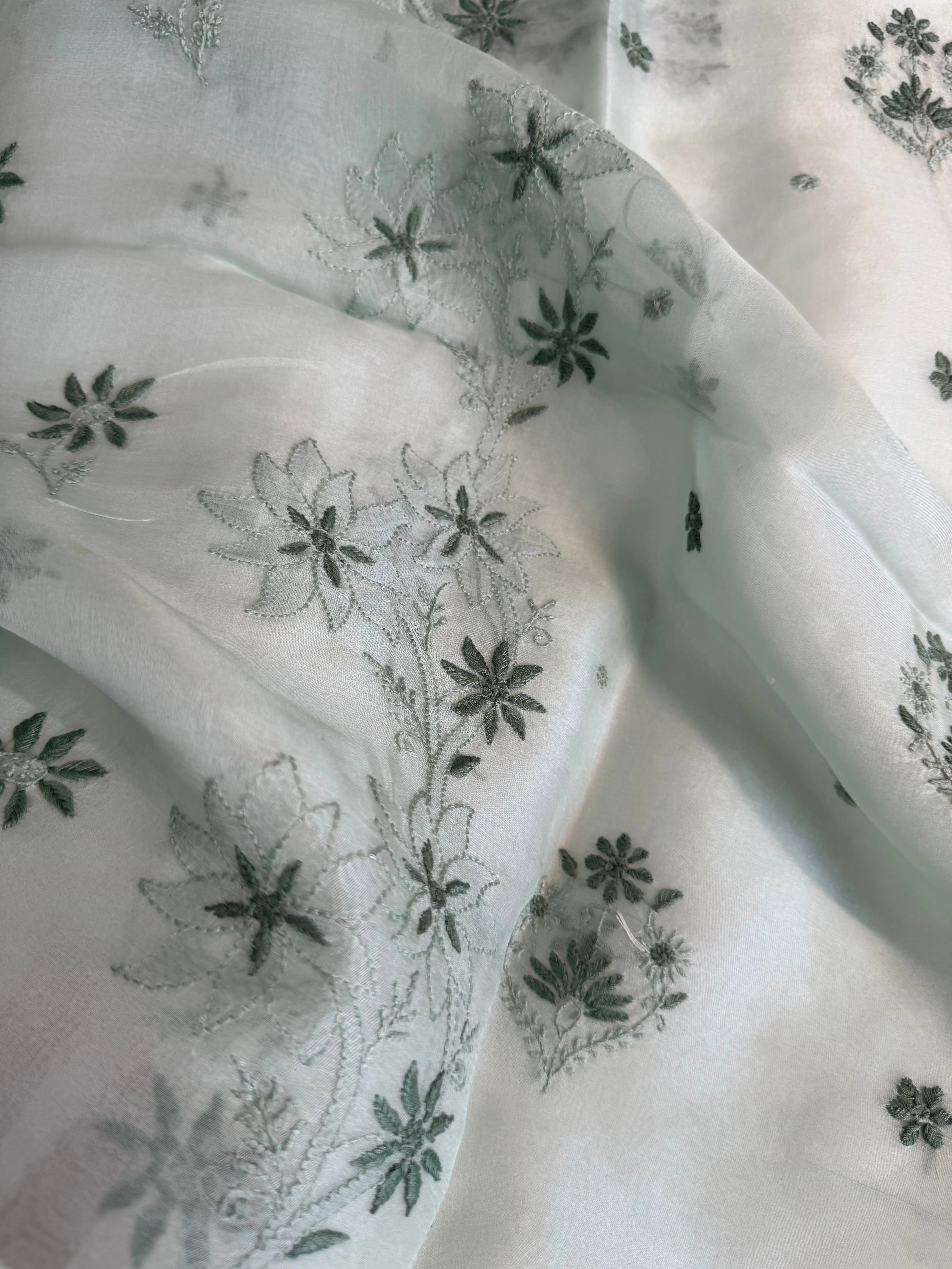 Organza Length with Dupatta - Green ARIAA CHIKANKARI 