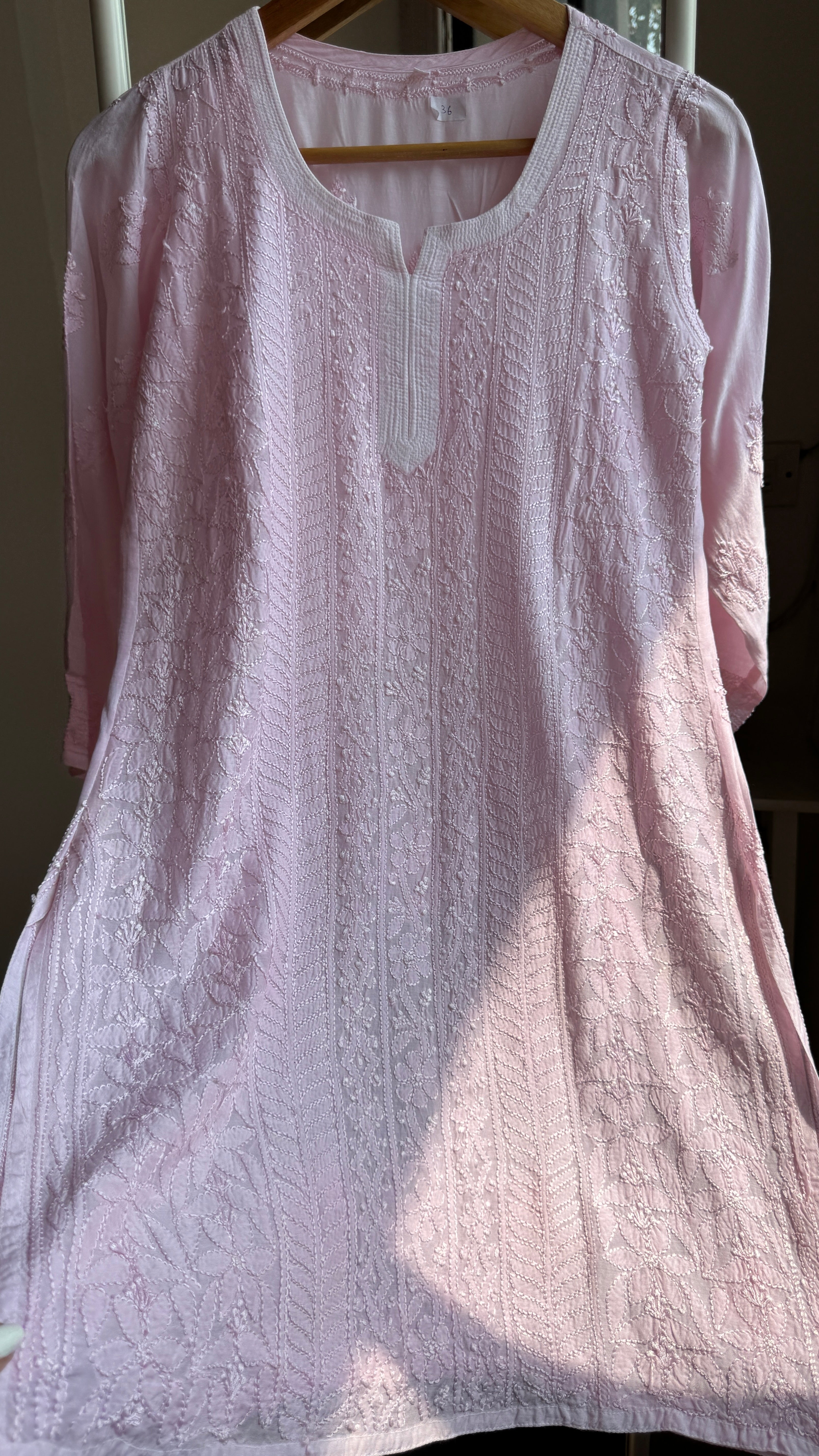 Chikankari Muslin short Top in Baby Pink - HOOR Collection