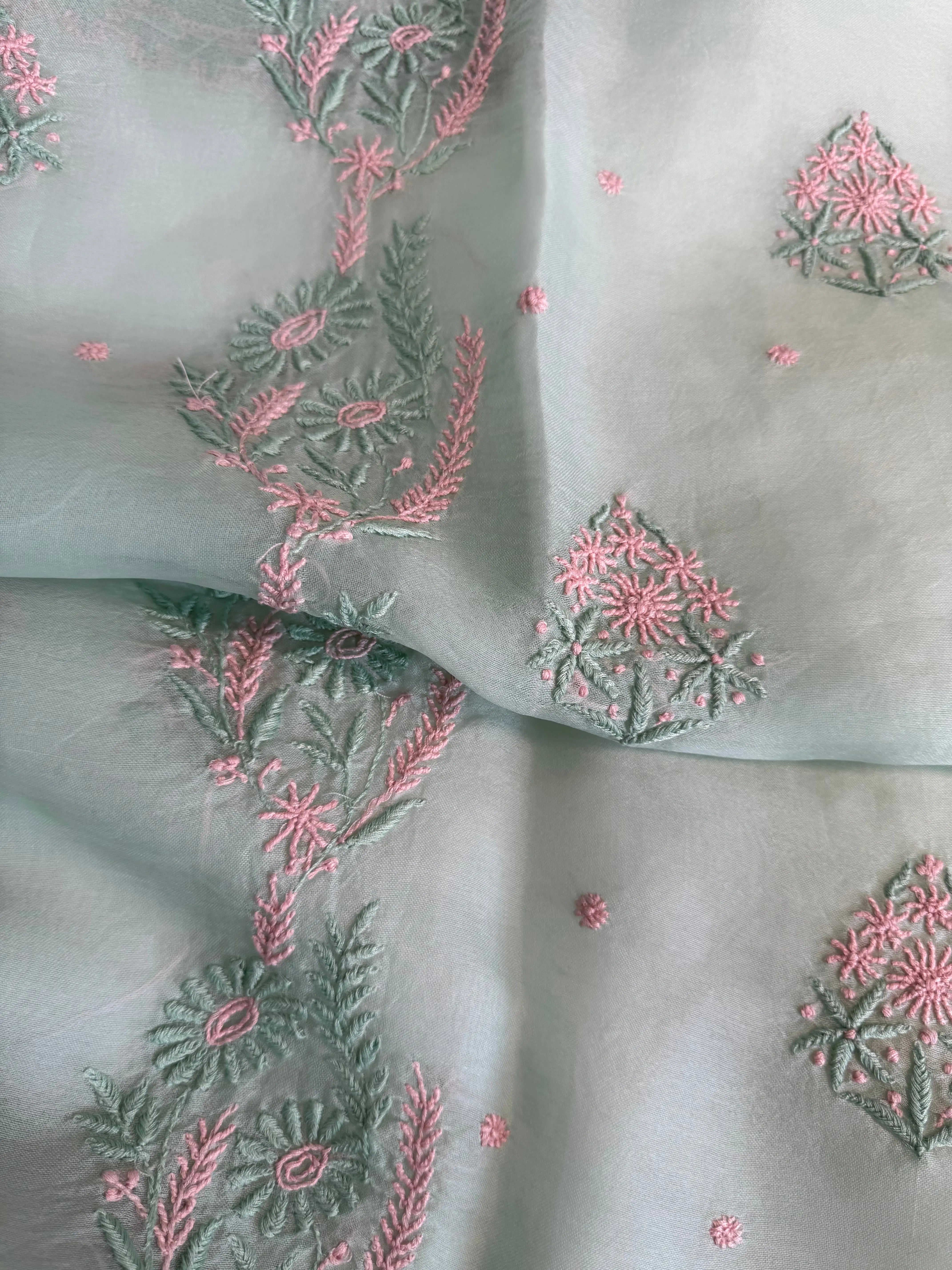 Organza Length with Dupatta - Green ARIAA CHIKANKARI 