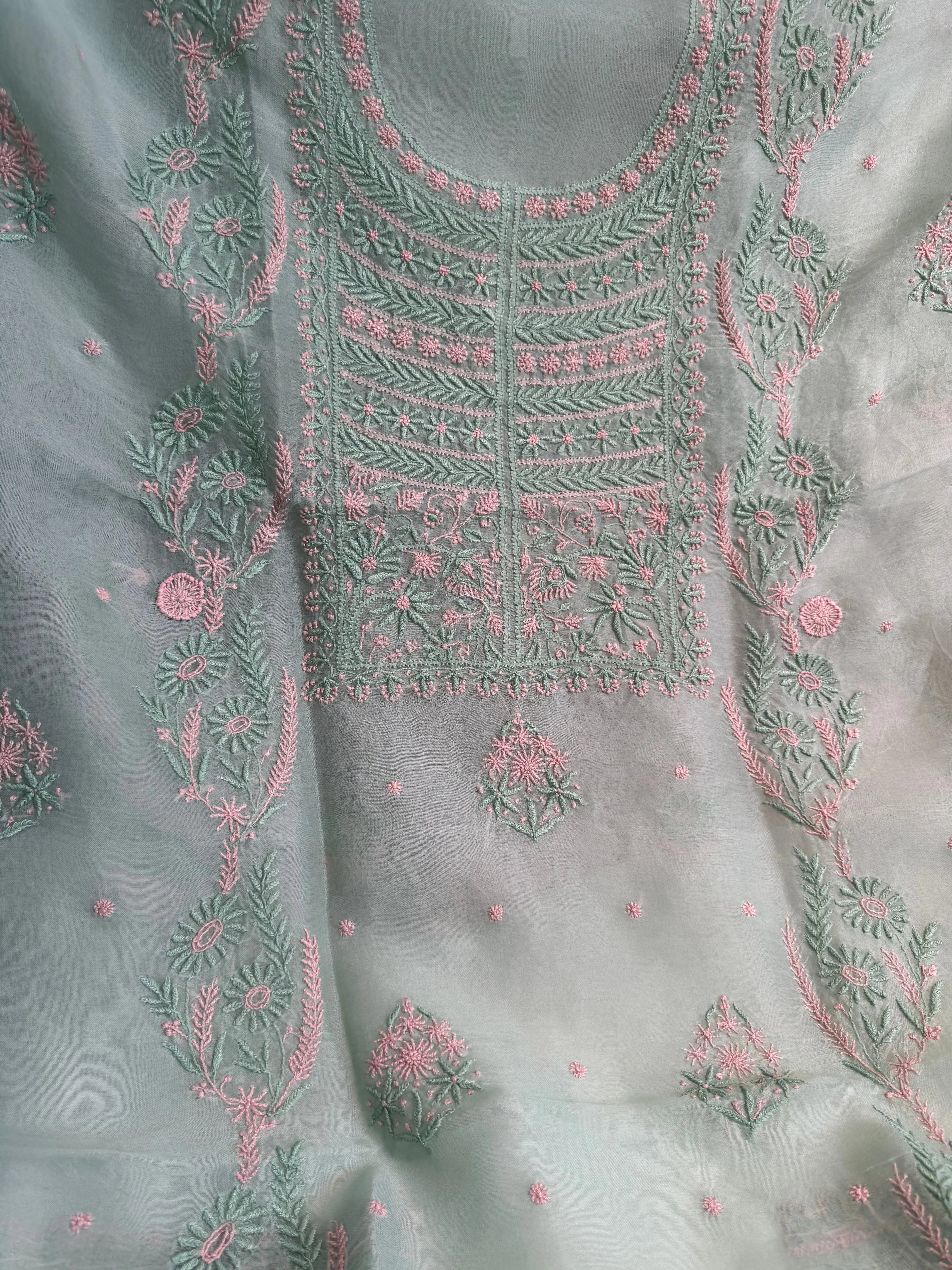 Organza Length with Dupatta - Green ARIAA CHIKANKARI 