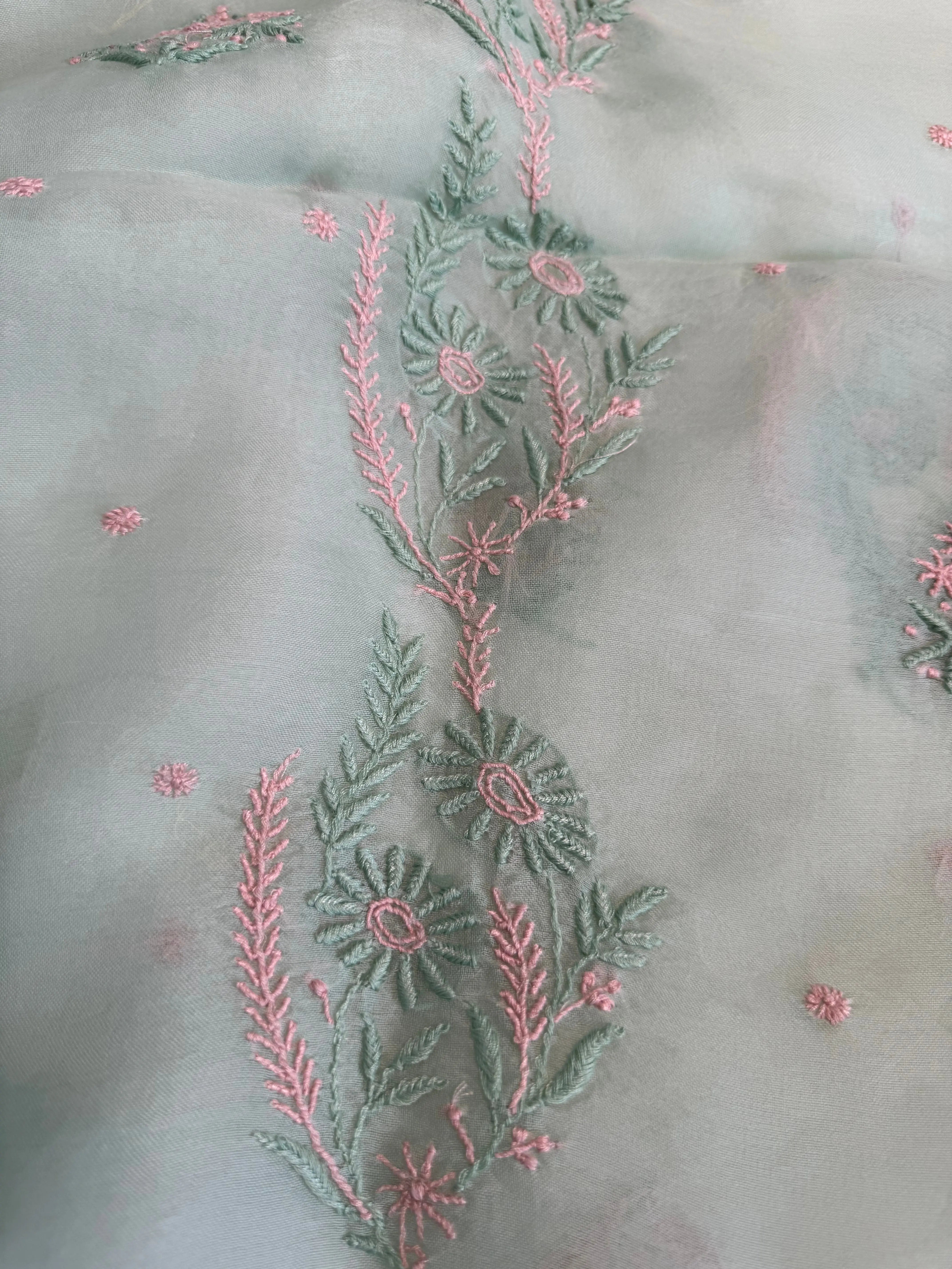 Organza Length with Dupatta - Green ARIAA CHIKANKARI 