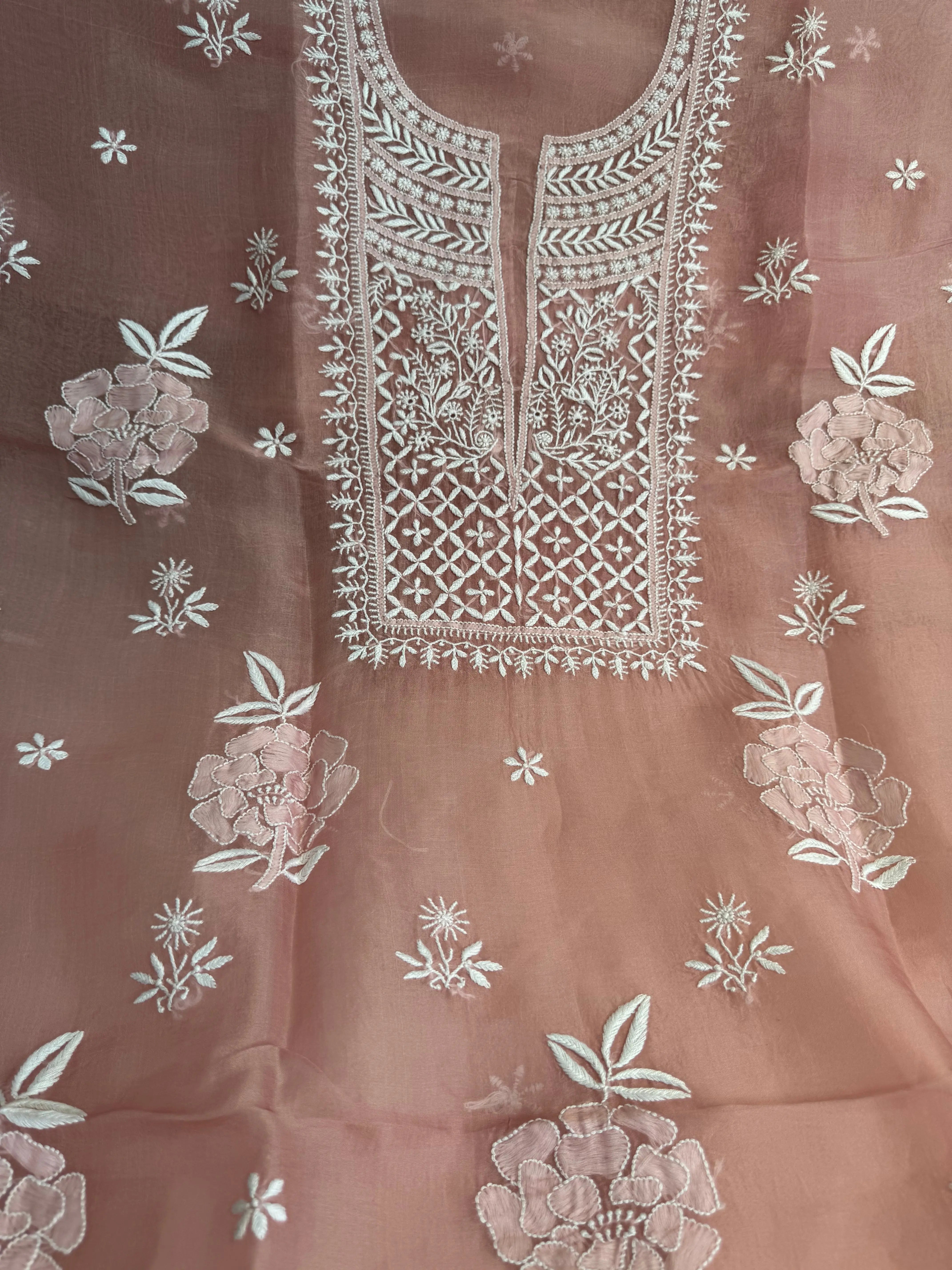 Organza Length with Dupatta - Rosewood Pink ARIAA CHIKANKARI 