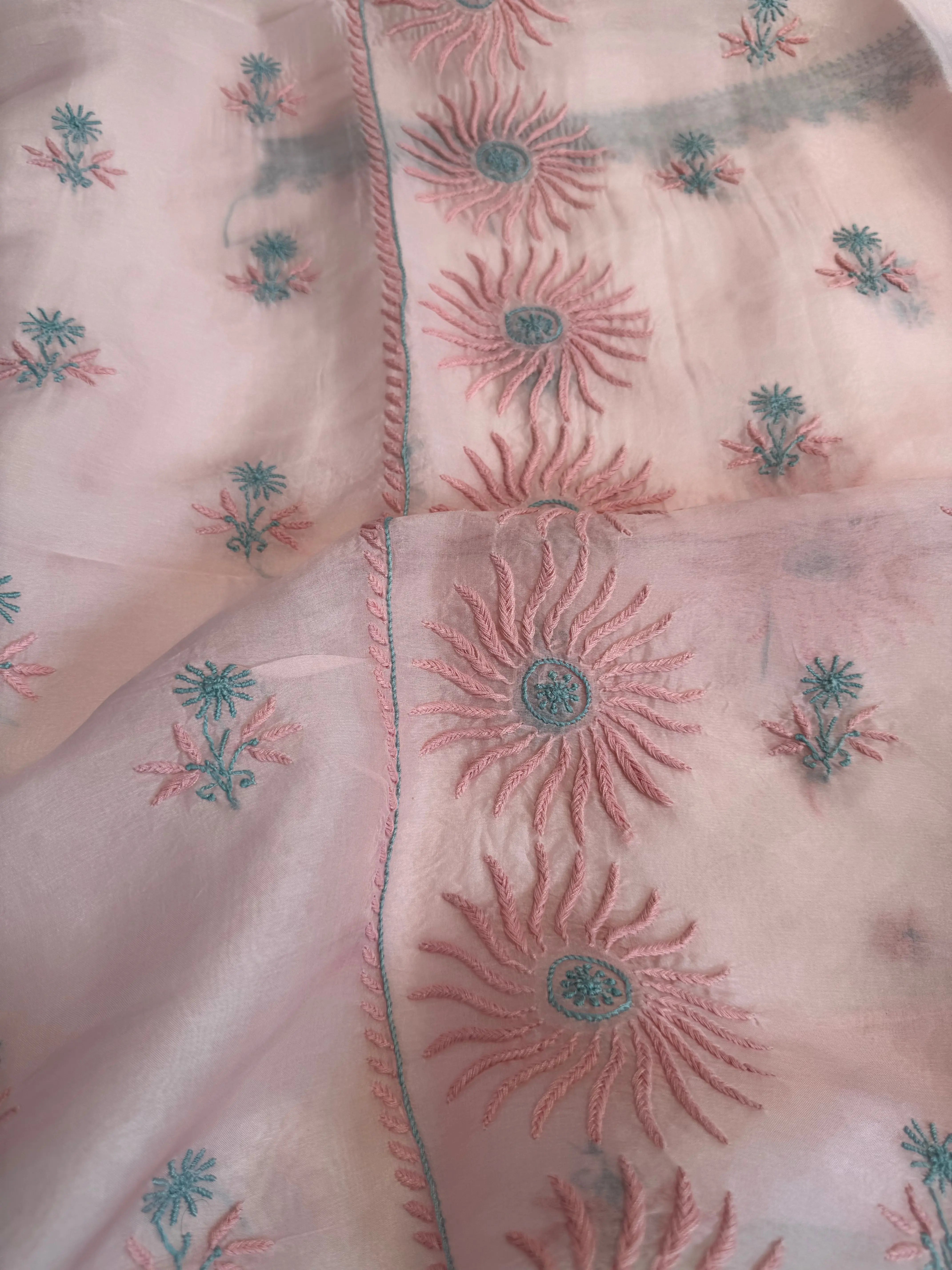 Organza Length with Dupatta - Pink ARIAA CHIKANKARI 