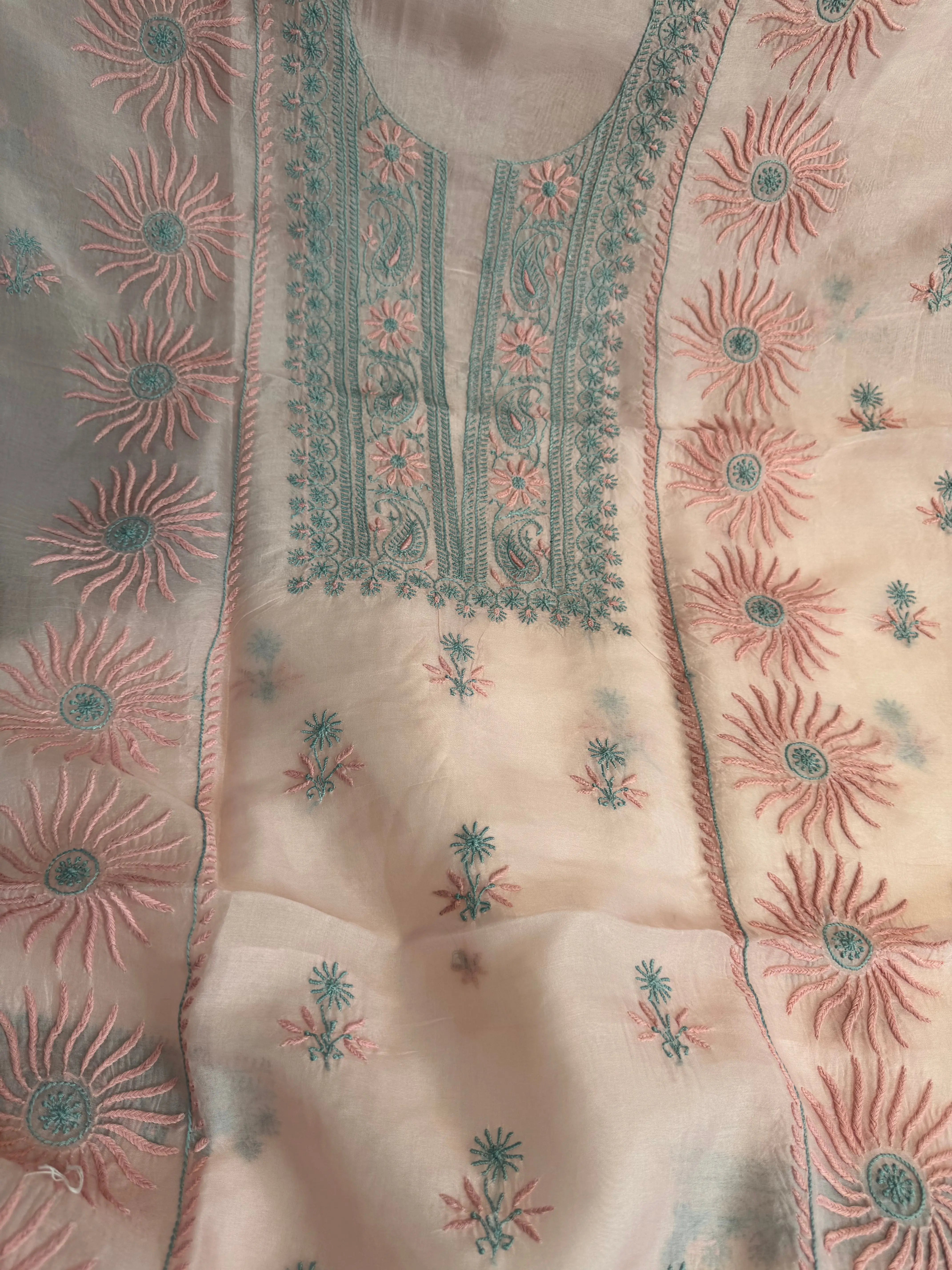 Organza Length with Dupatta - Pink ARIAA CHIKANKARI 