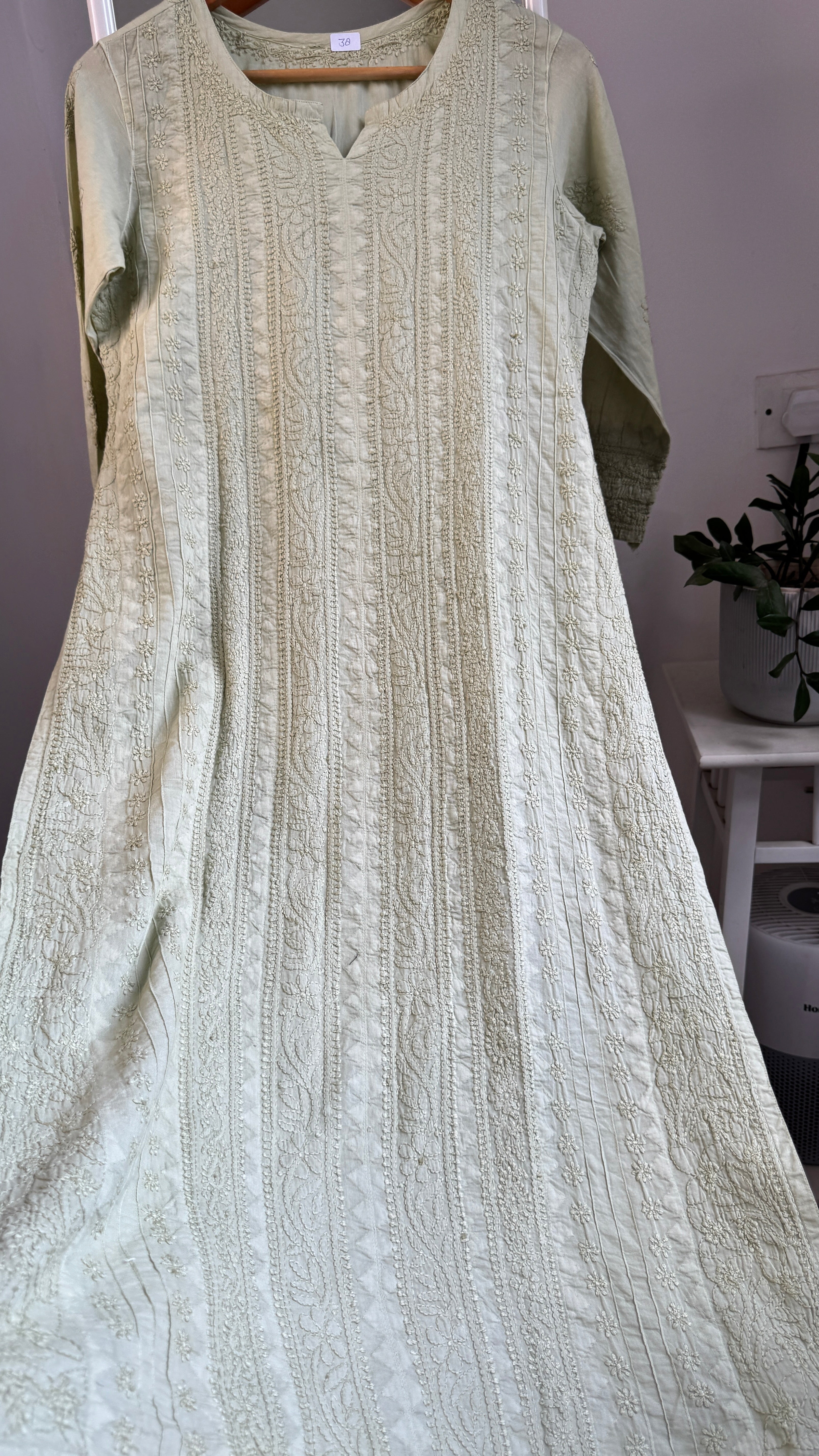 Pure Cotton Chikankari Full Jaal Kurti - Sheen Green - Gul Collection
