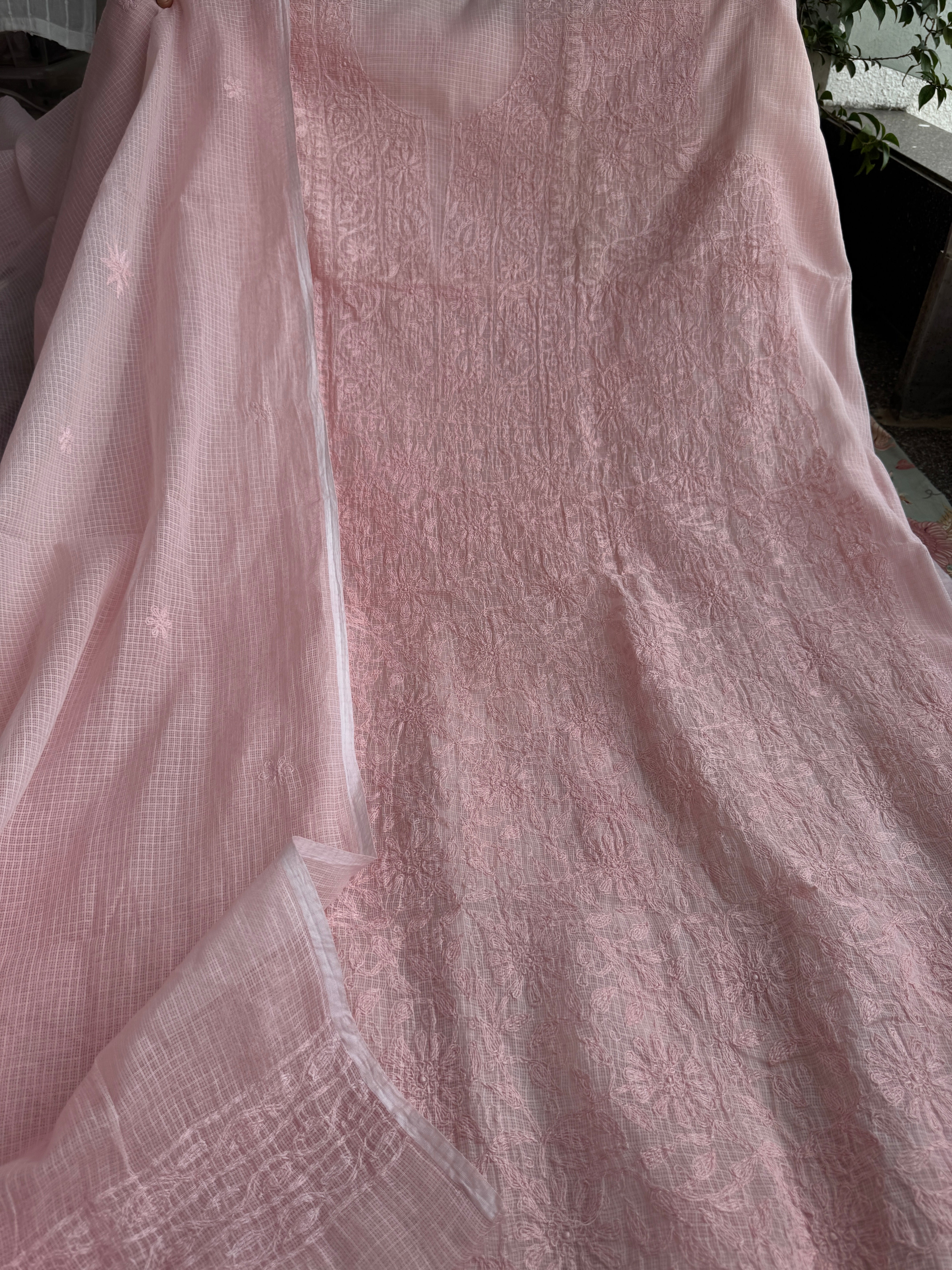 Kota Length with Dupatta in Tepchi work - Pink ARIAA CHIKANKARI 