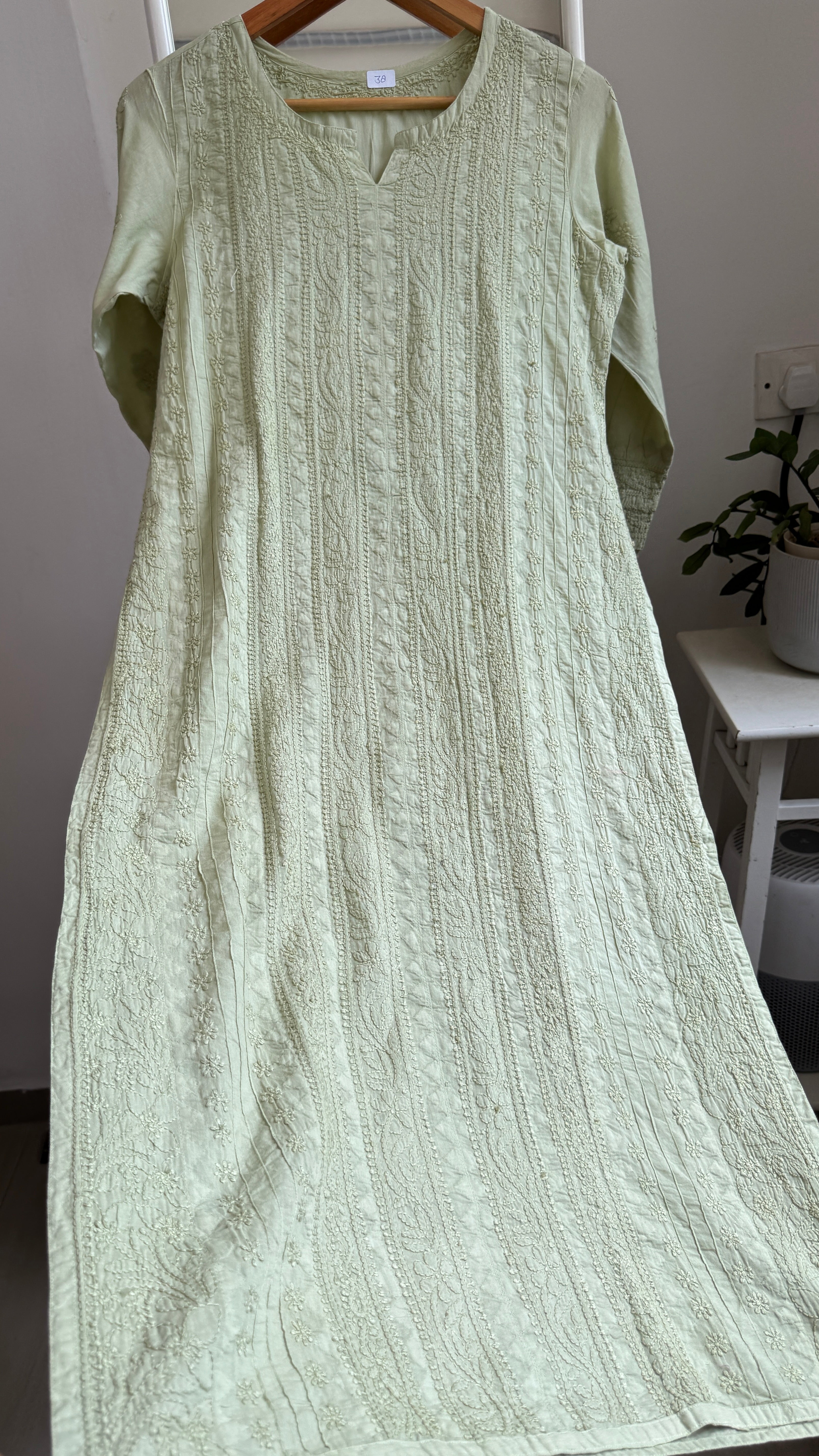 Pure Cotton Chikankari Full Jaal Kurti - Sheen Green - Gul Collection