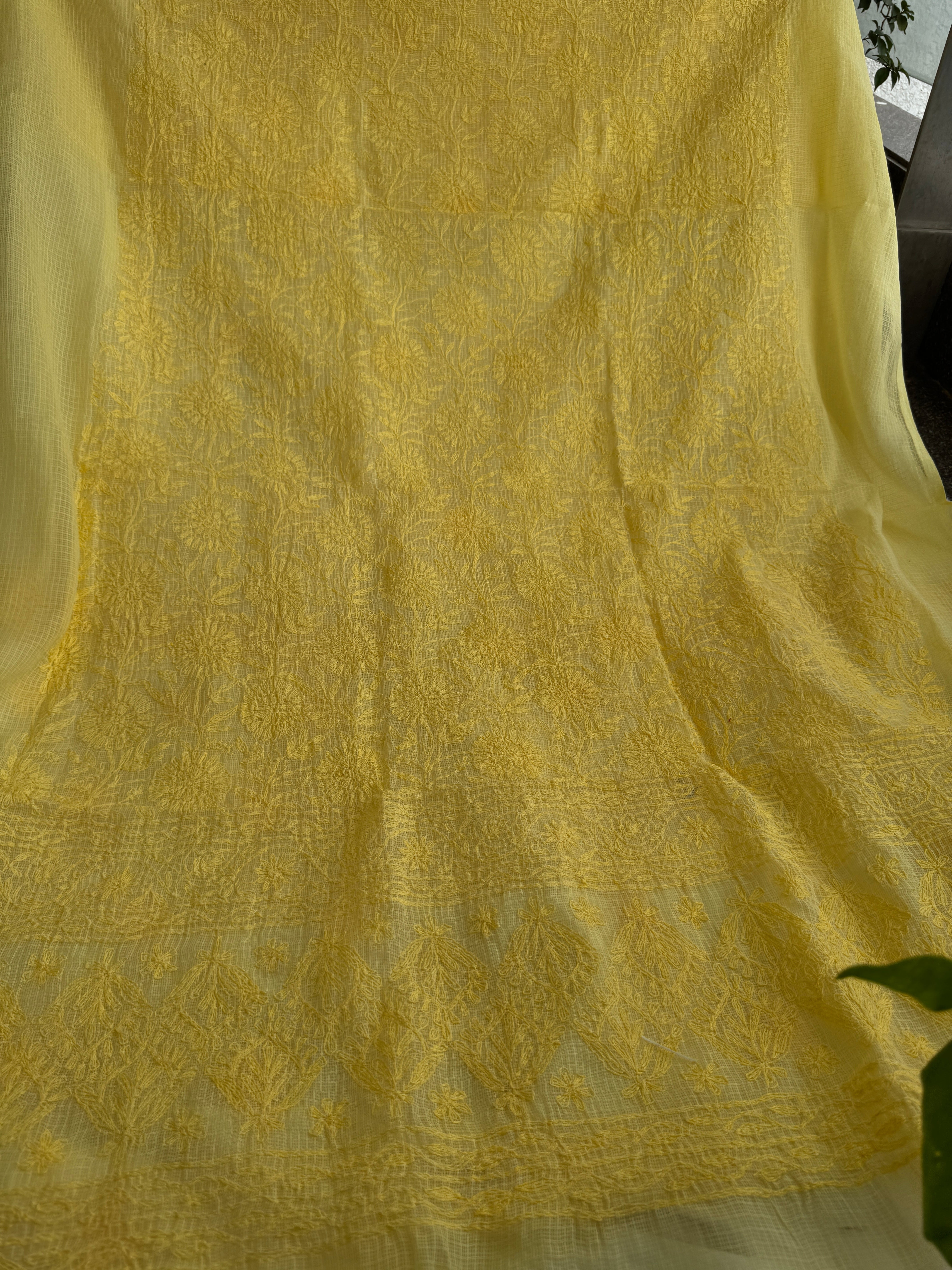 Kota Length with Dupatta in Tepchi work - Yellow ARIAA CHIKANKARI 
