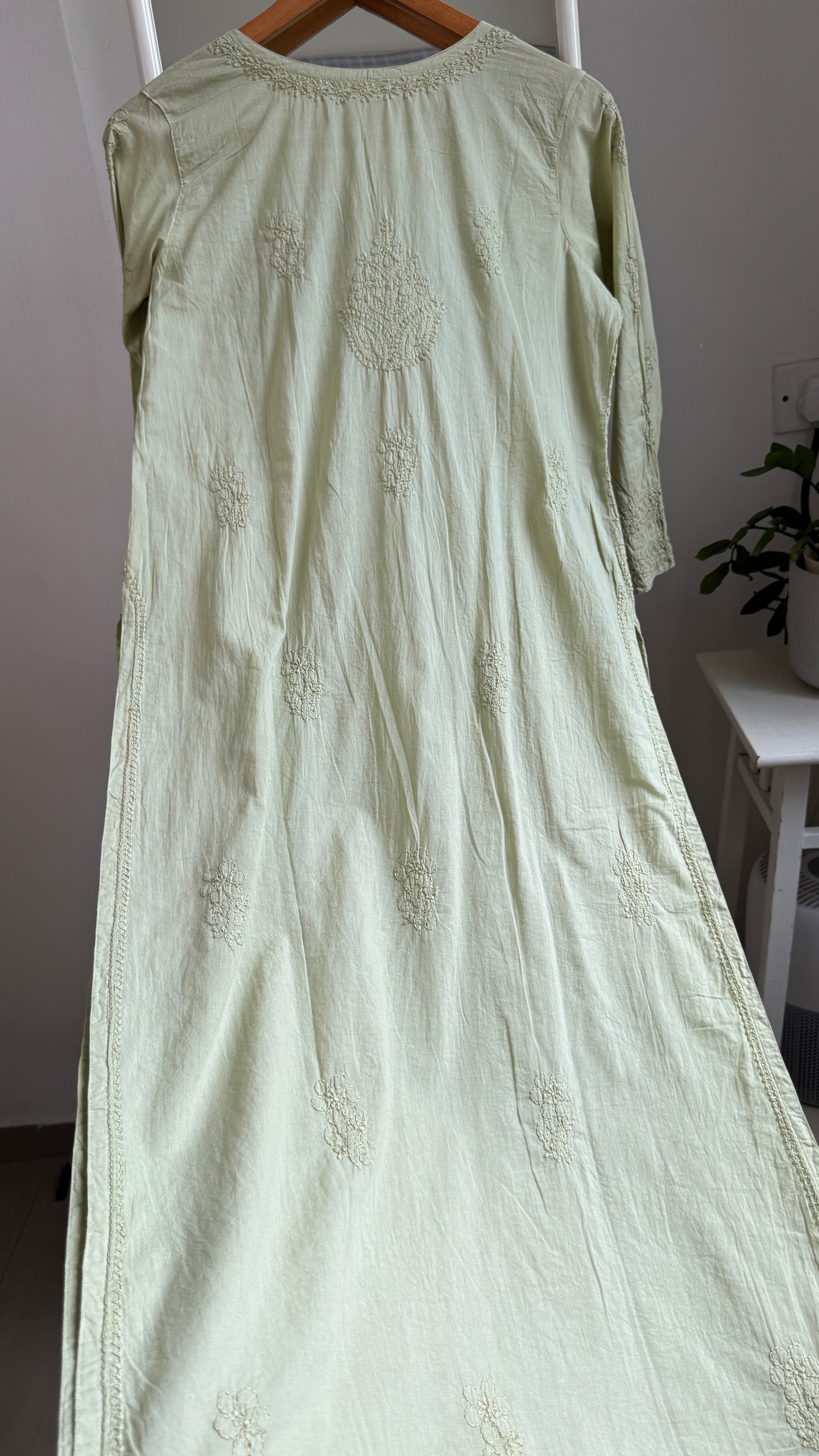 Pure Cotton Chikankari Full Jaal Kurti - Sheen Green - Gul Collection