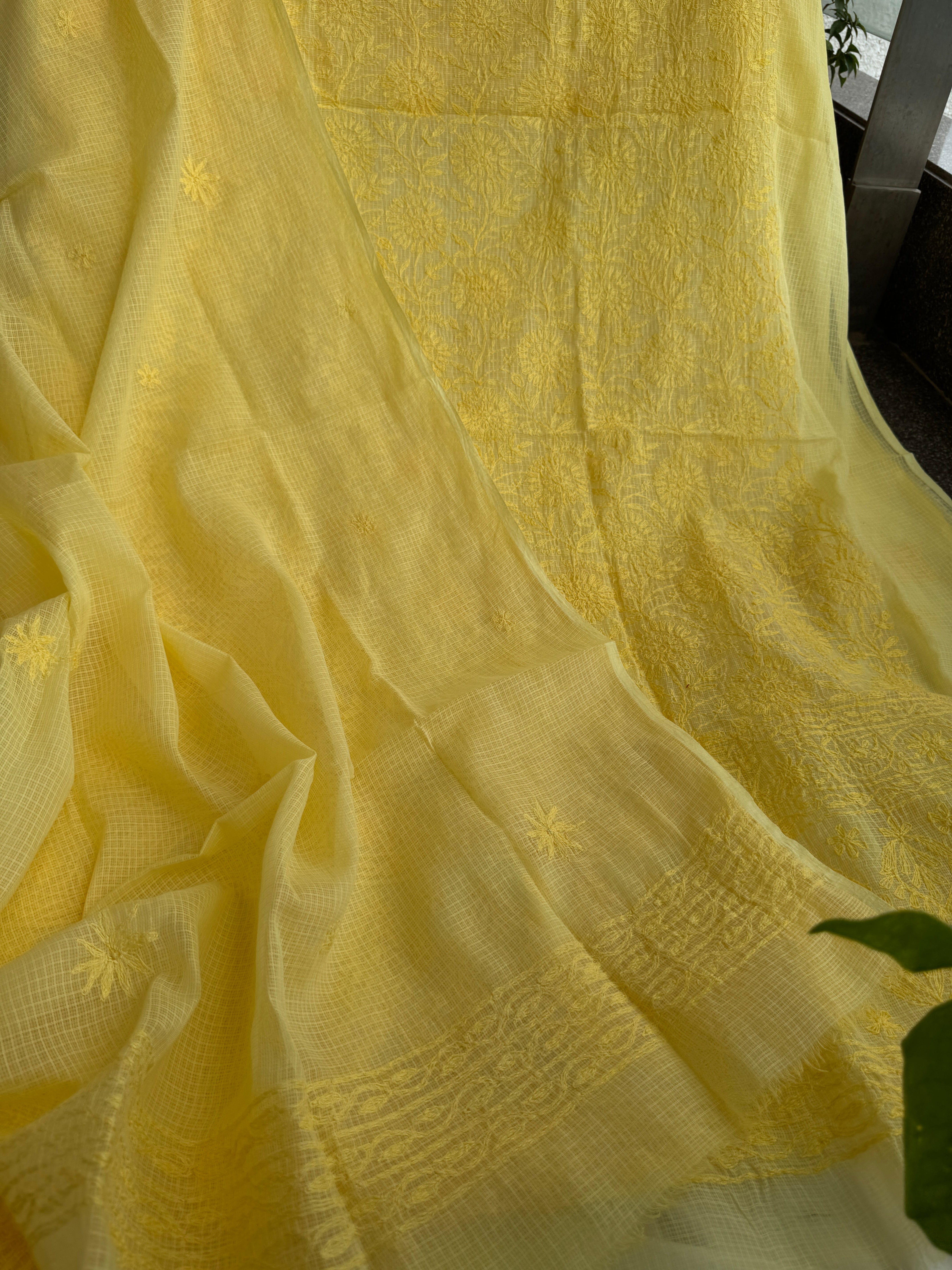 Kota Length with Dupatta in Tepchi work - Yellow ARIAA CHIKANKARI 