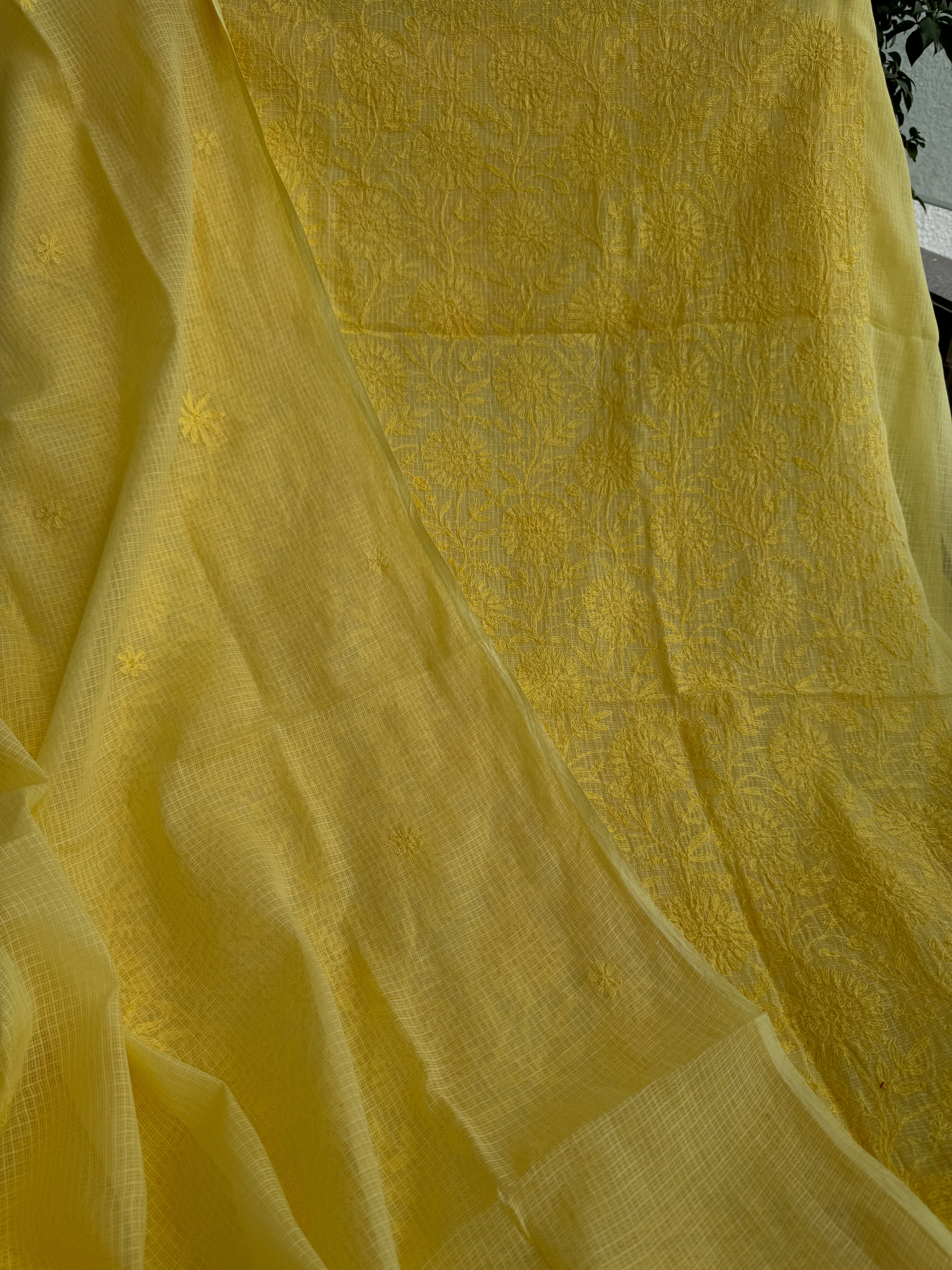 Kota Length with Dupatta in Tepchi work - Yellow ARIAA CHIKANKARI 