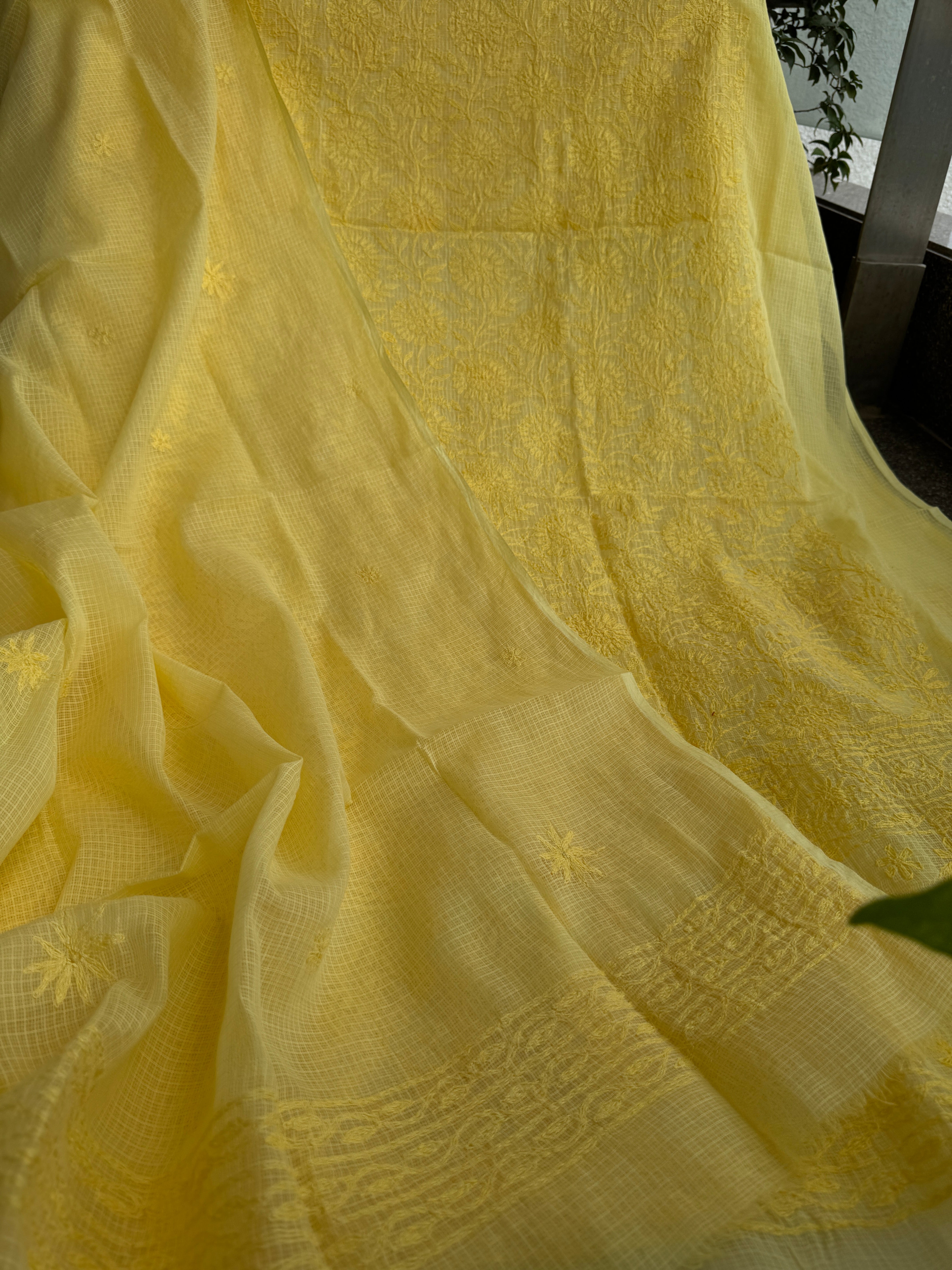 Kota Length with Dupatta in Tepchi work - Yellow ARIAA CHIKANKARI 