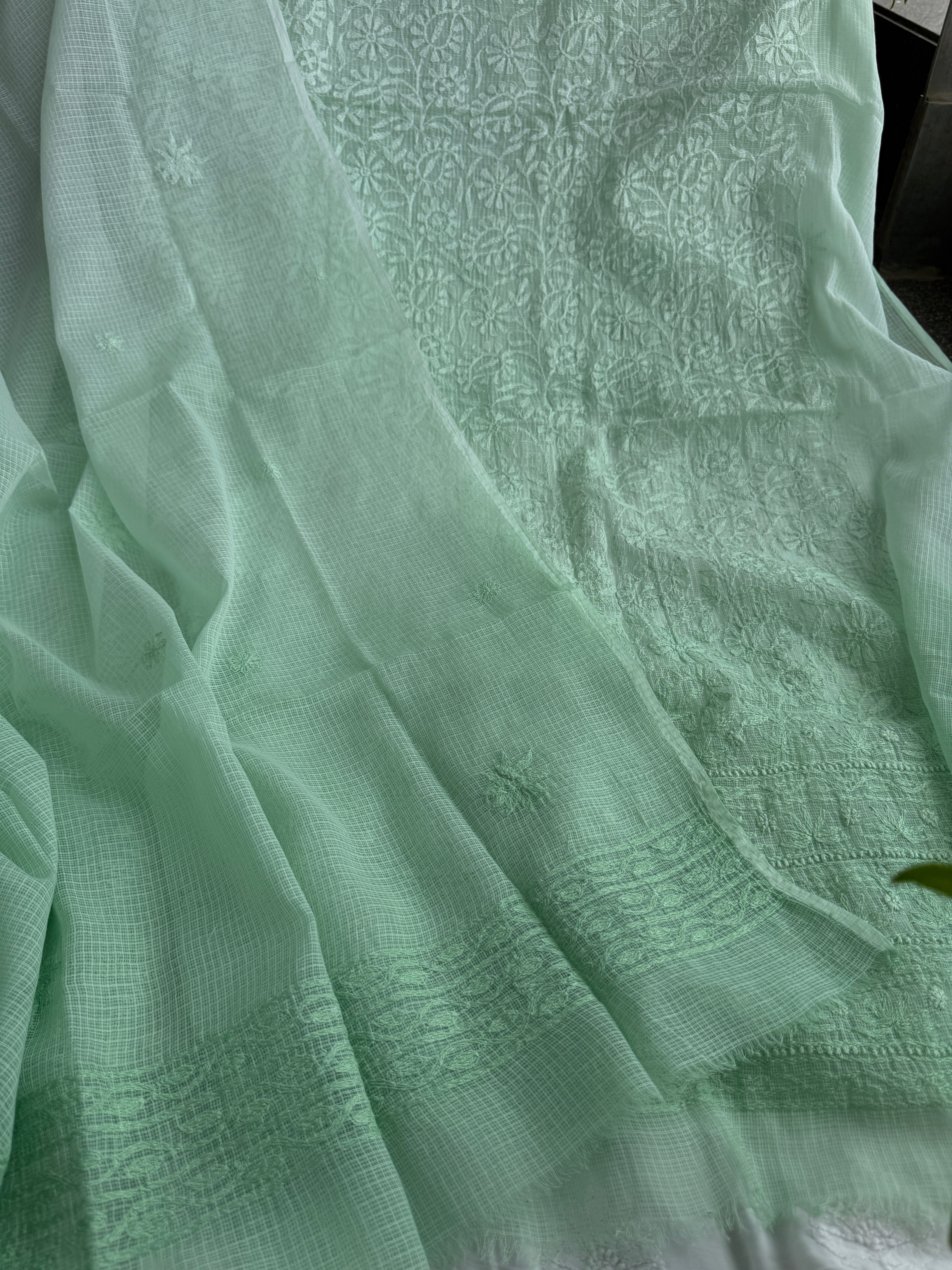 Kota Length with Dupatta in Tepchi work - Green Ombre ARIAA CHIKANKARI 