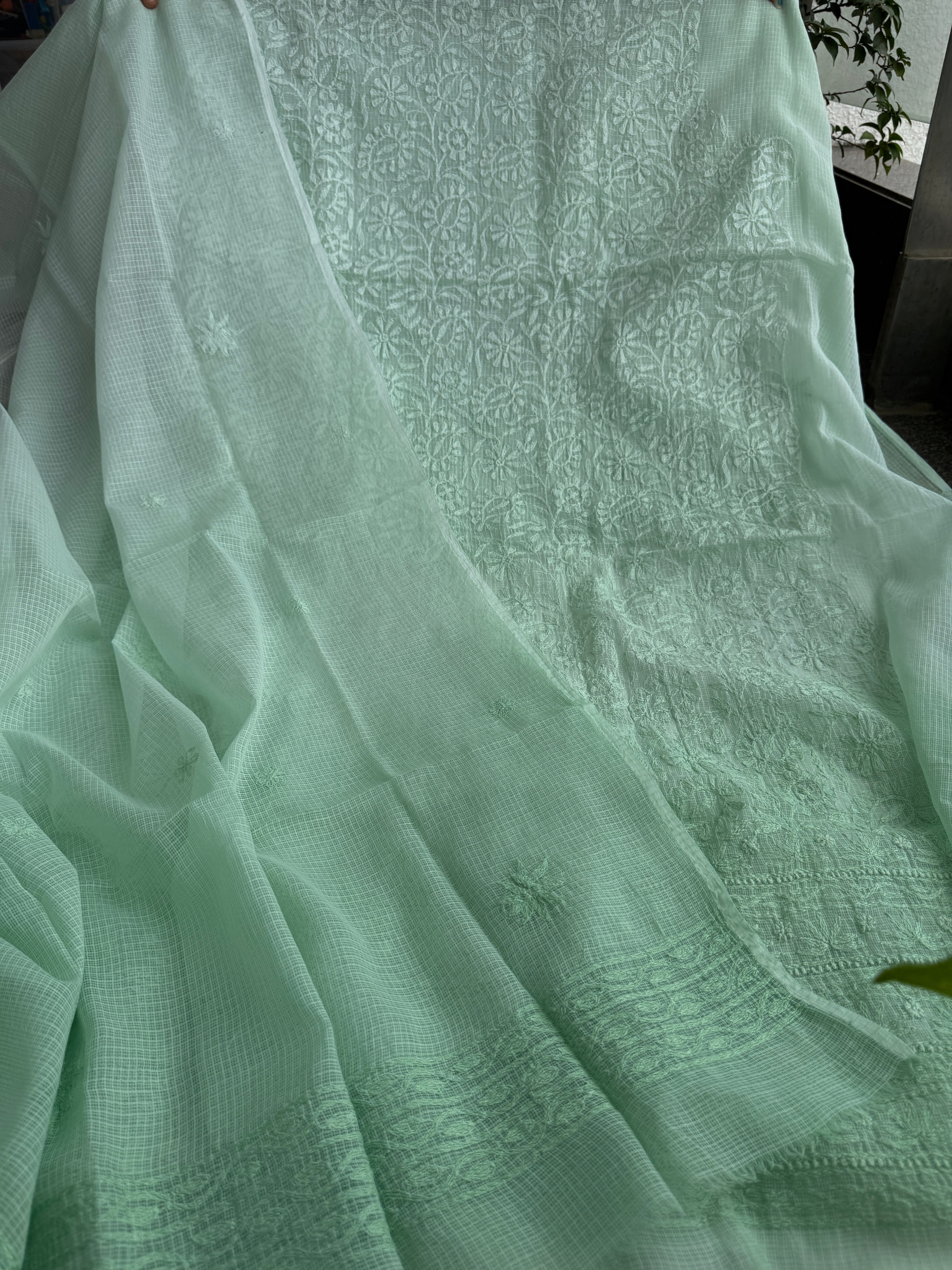 Kota Length with Dupatta in Tepchi work - Green Ombre ARIAA CHIKANKARI 