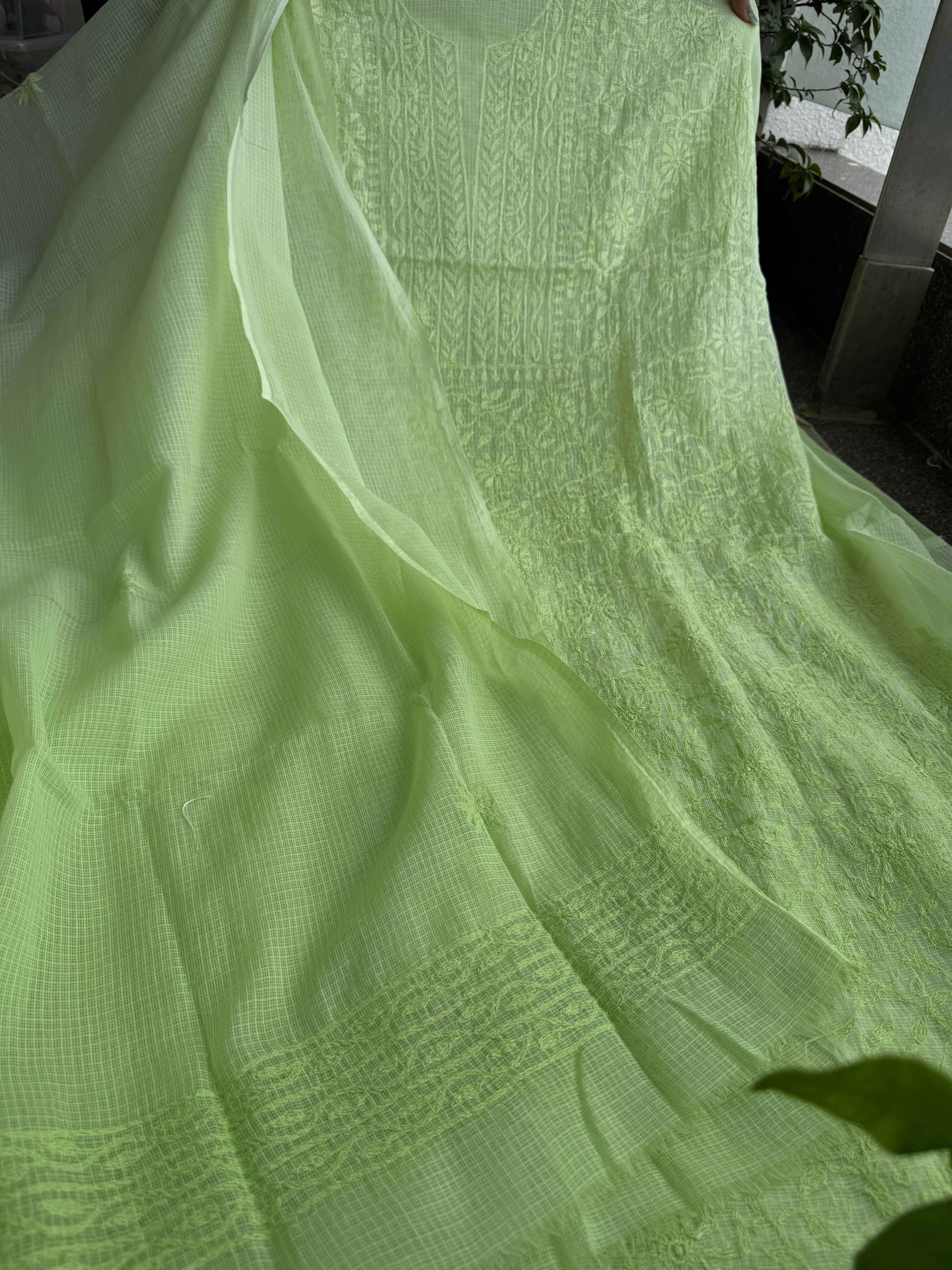 Kota Length with Dupatta in Tepchi work - Green Ombre ARIAA CHIKANKARI 
