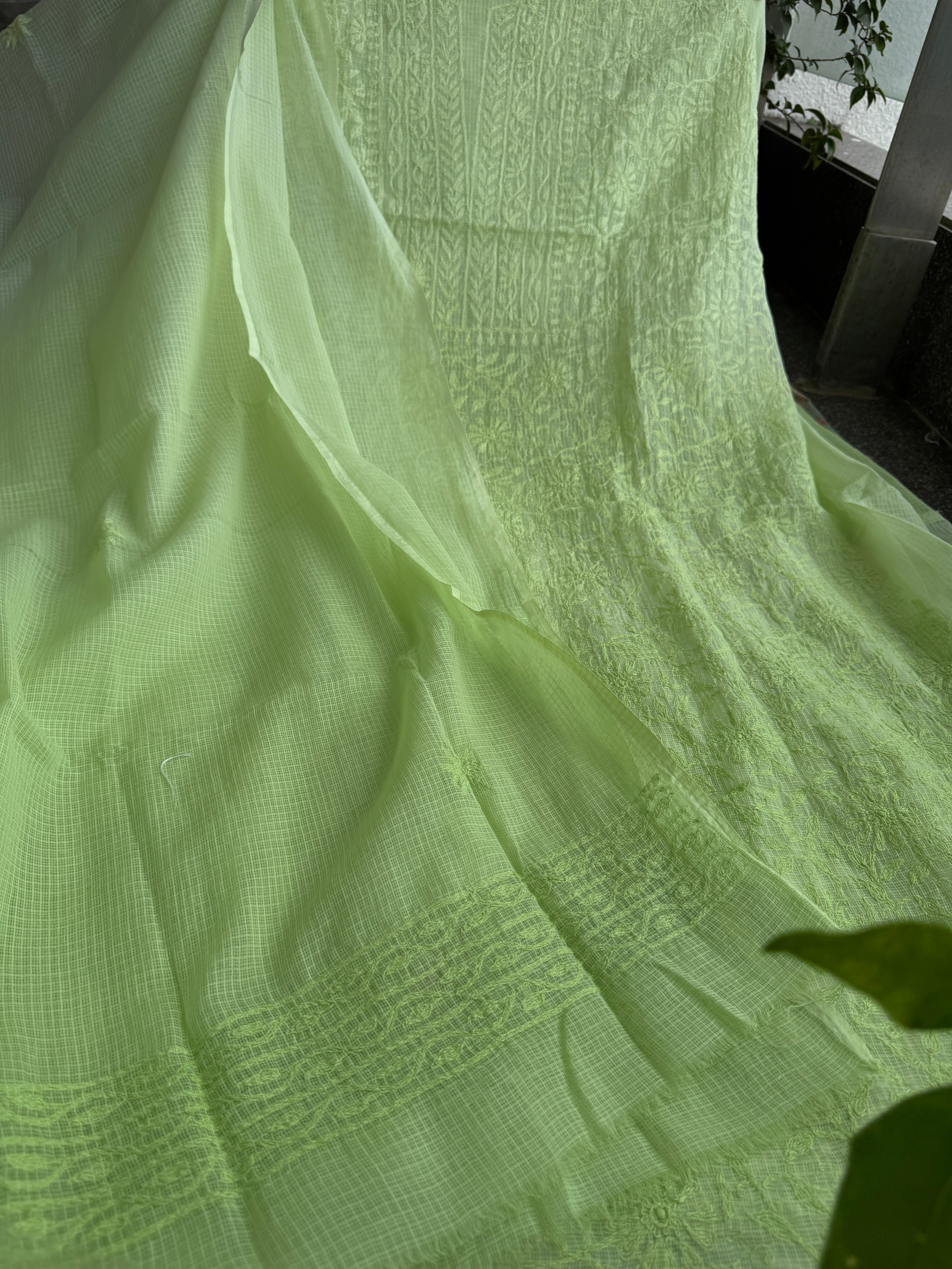 Kota Length with Dupatta in Tepchi work - Green Ombre ARIAA CHIKANKARI 