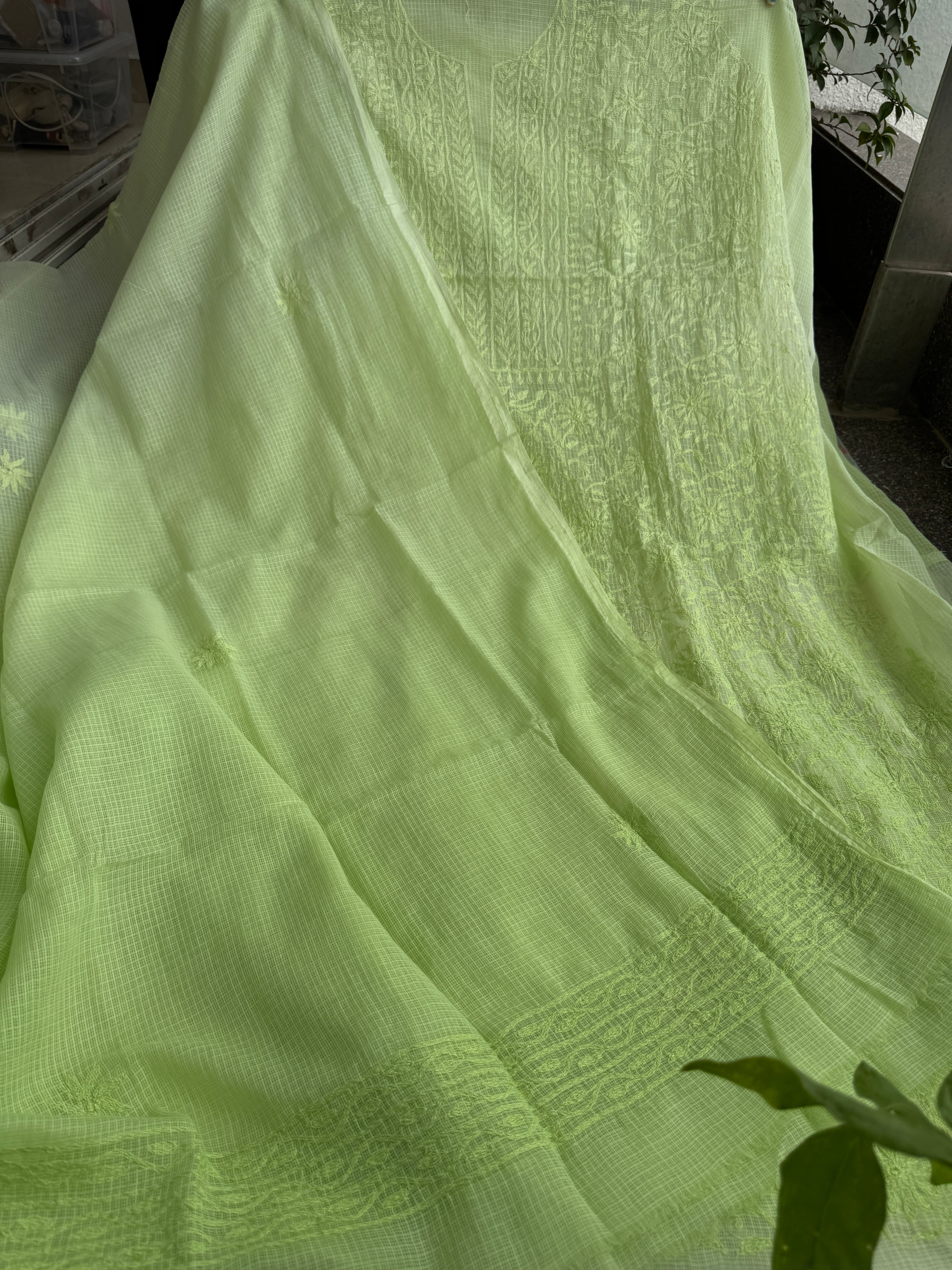 Kota Length with Dupatta in Tepchi work - Green Ombre ARIAA CHIKANKARI 