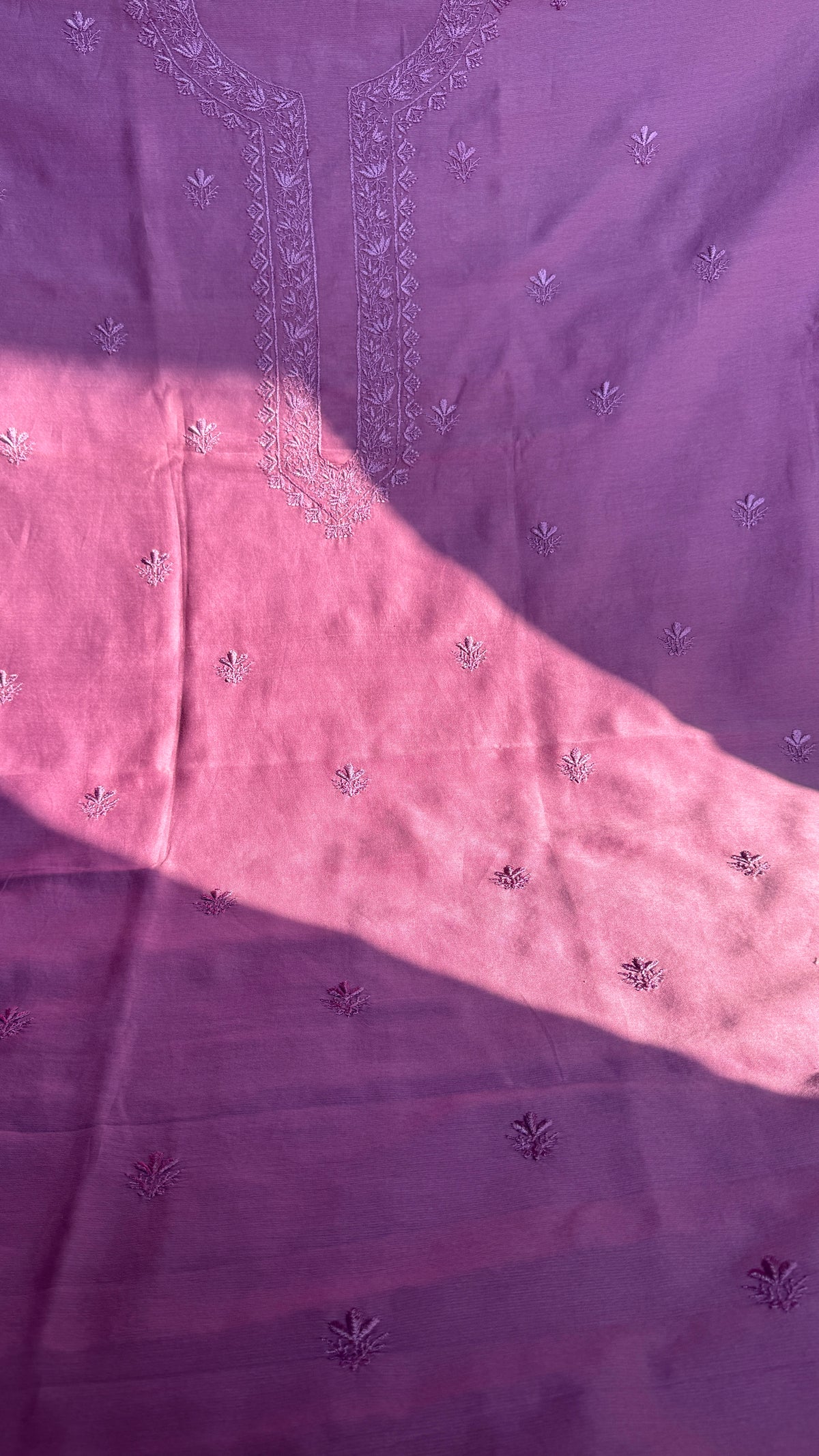 Chanderi Chikankari Kurta Length - Mens- Mauve