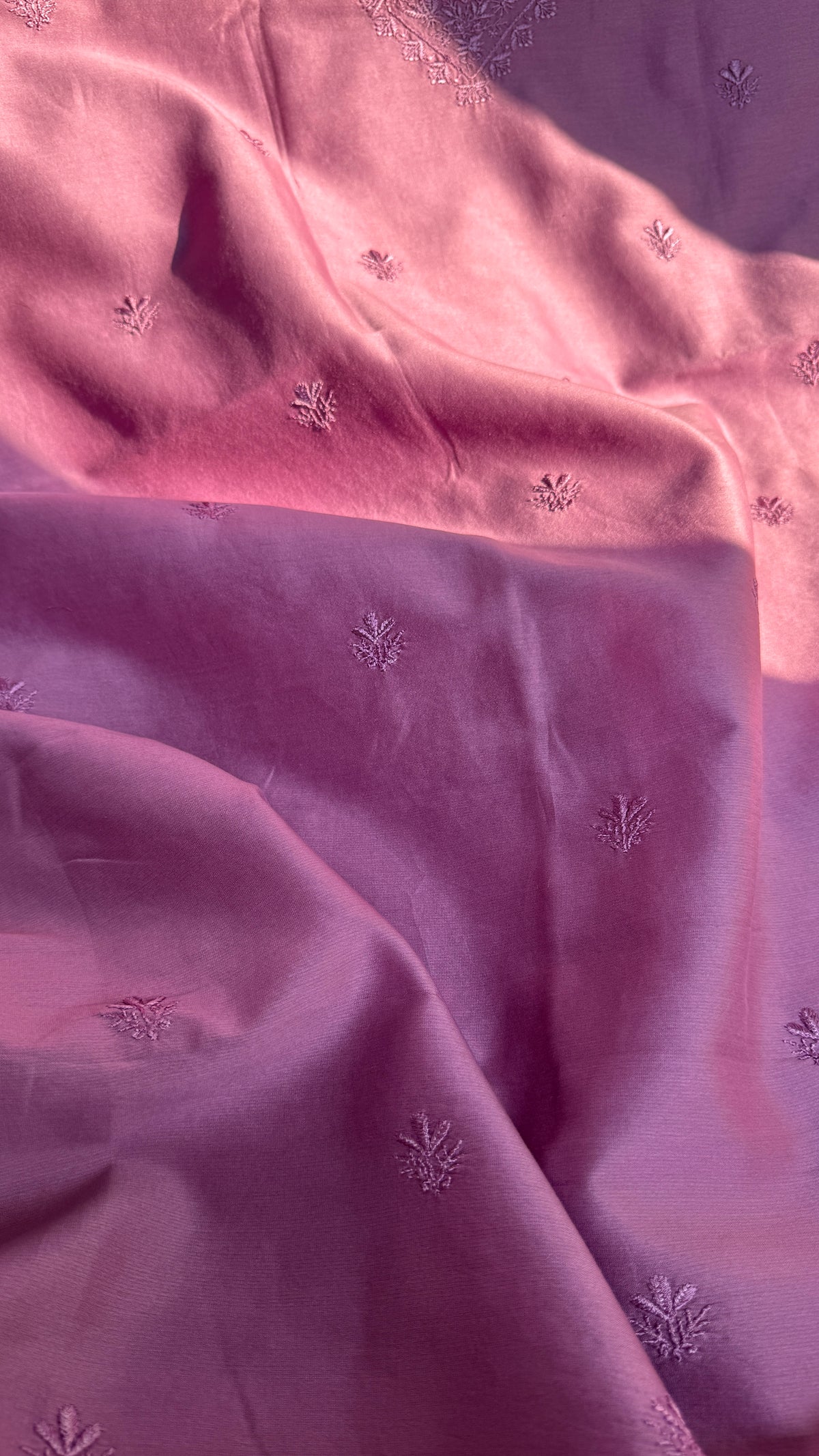 Chanderi Chikankari Kurta Length - Mens- Mauve