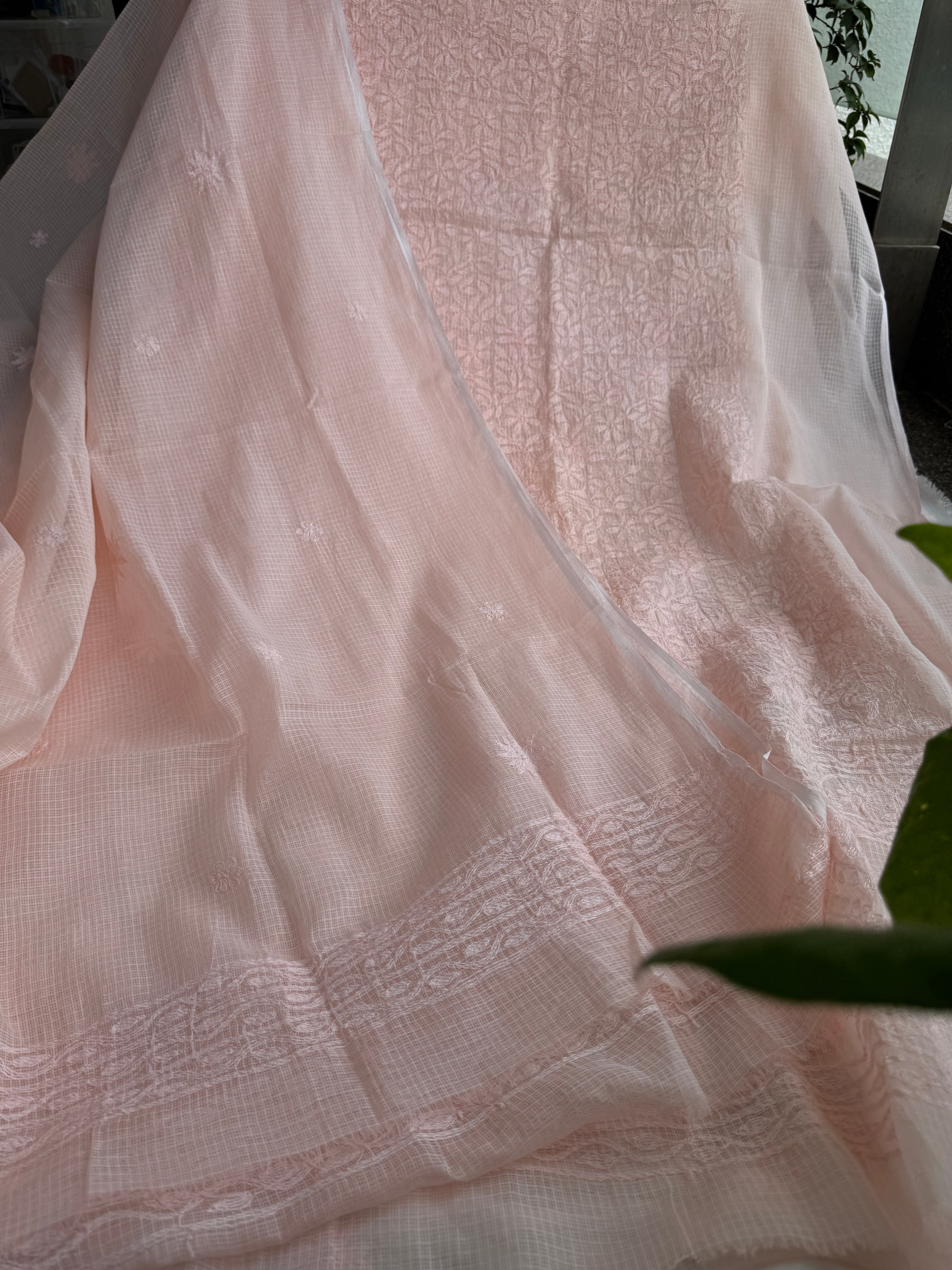Kota Length with Dupatta in Tepchi work - Pale Pink ARIAA CHIKANKARI 