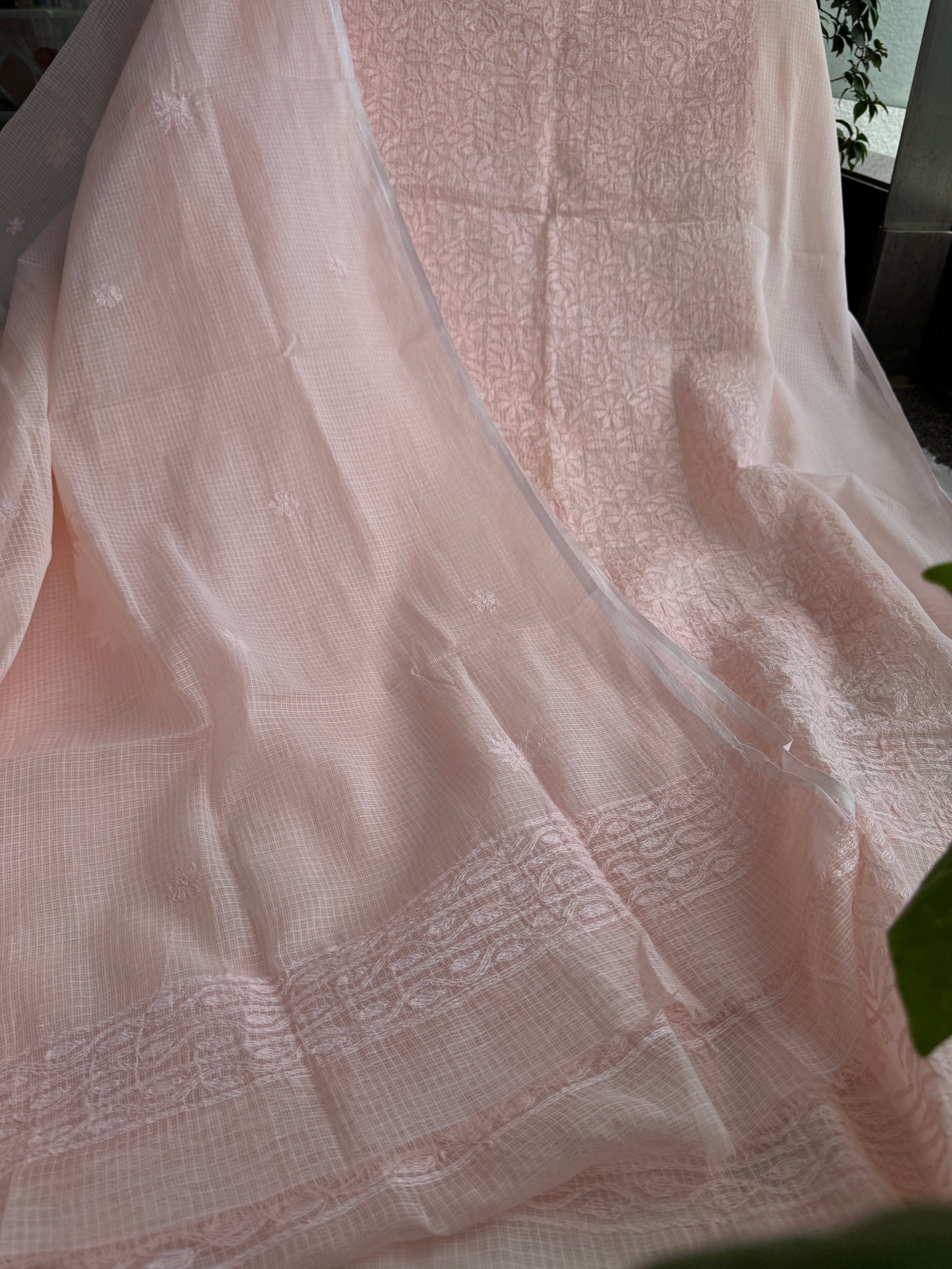 Kota Length with Dupatta in Tepchi work - Pale Pink ARIAA CHIKANKARI 