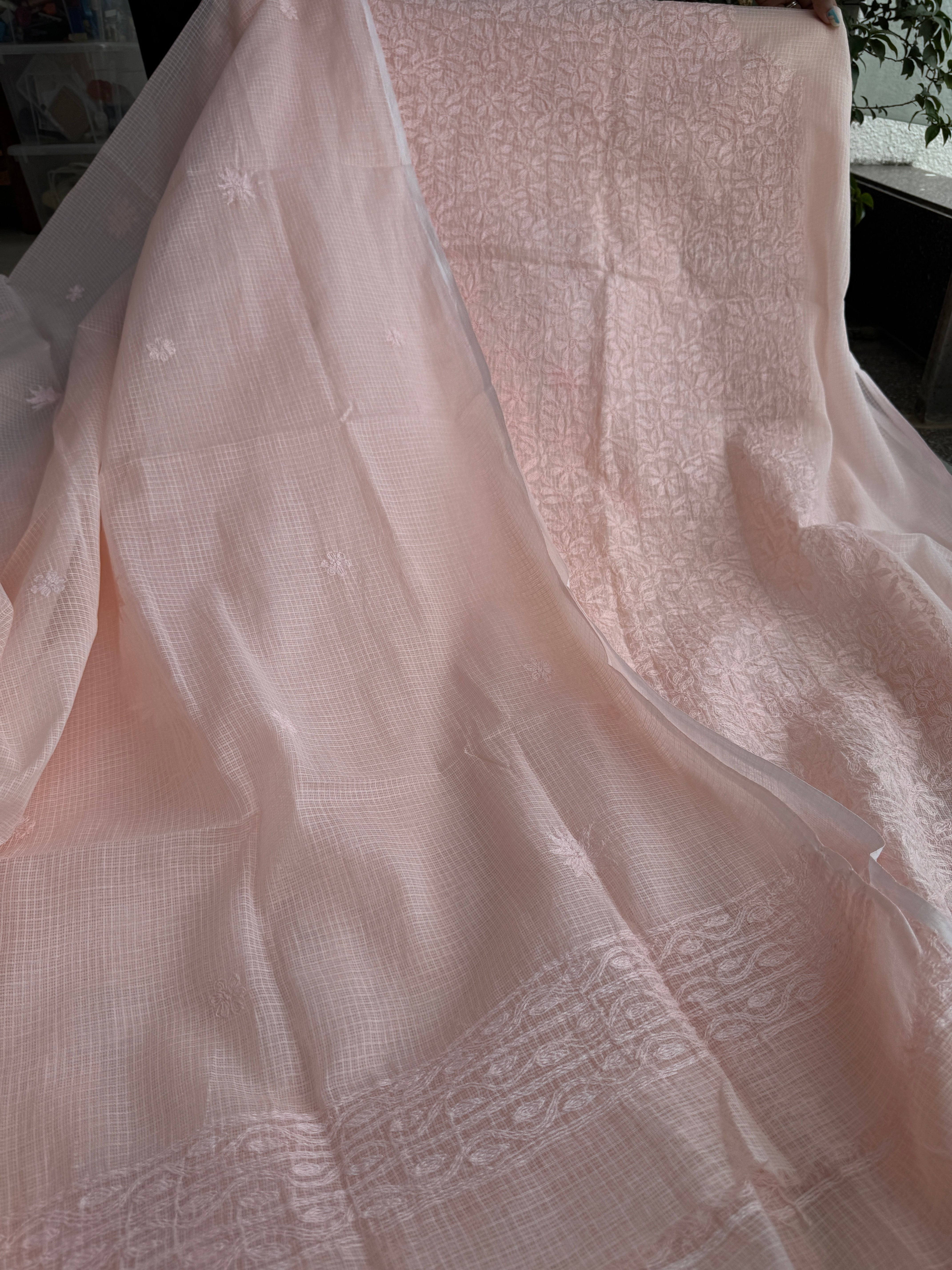 Kota Length with Dupatta in Tepchi work - Pale Pink ARIAA CHIKANKARI 