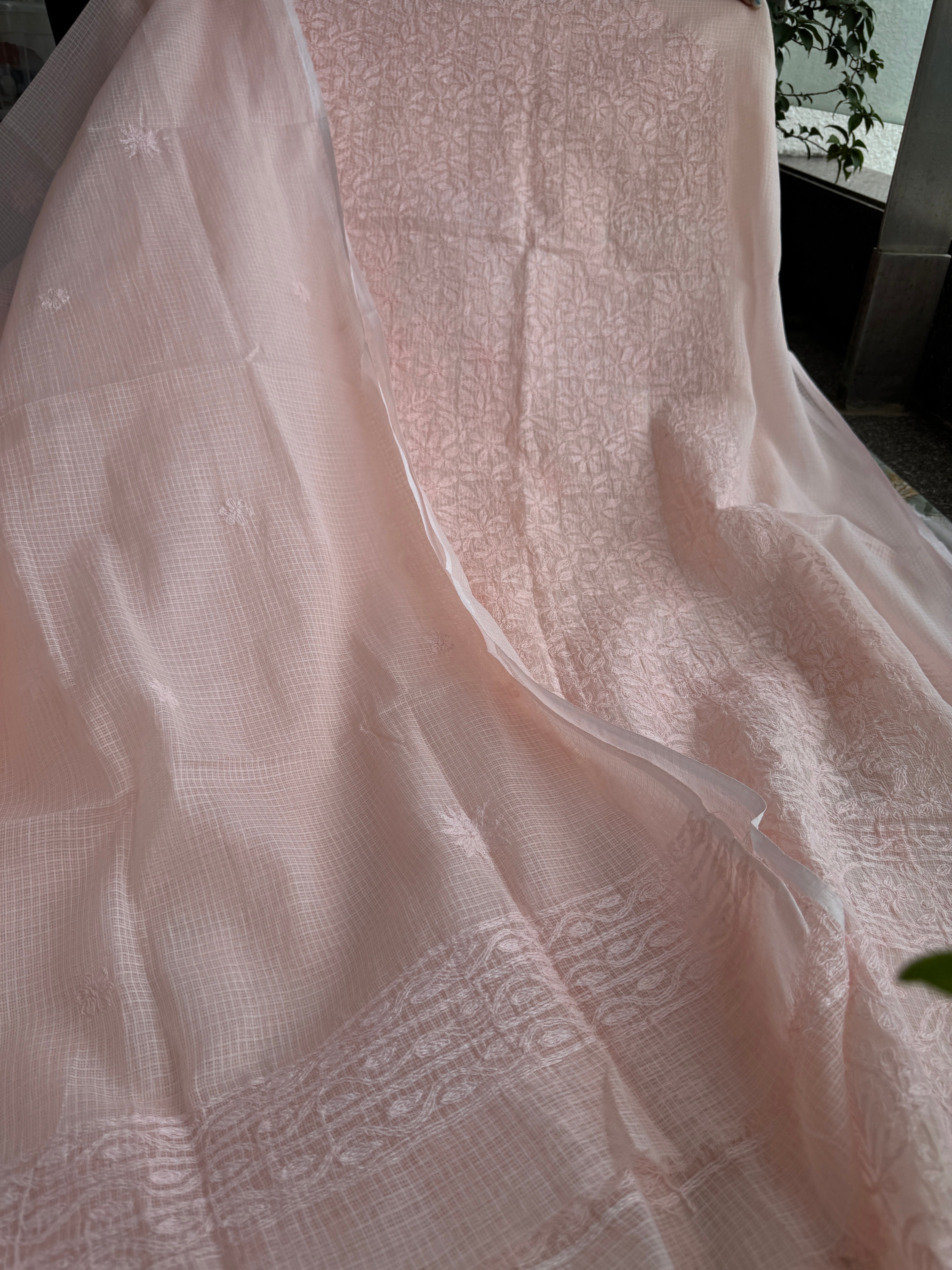 Kota Length with Dupatta in Tepchi work - Pale Pink ARIAA CHIKANKARI 