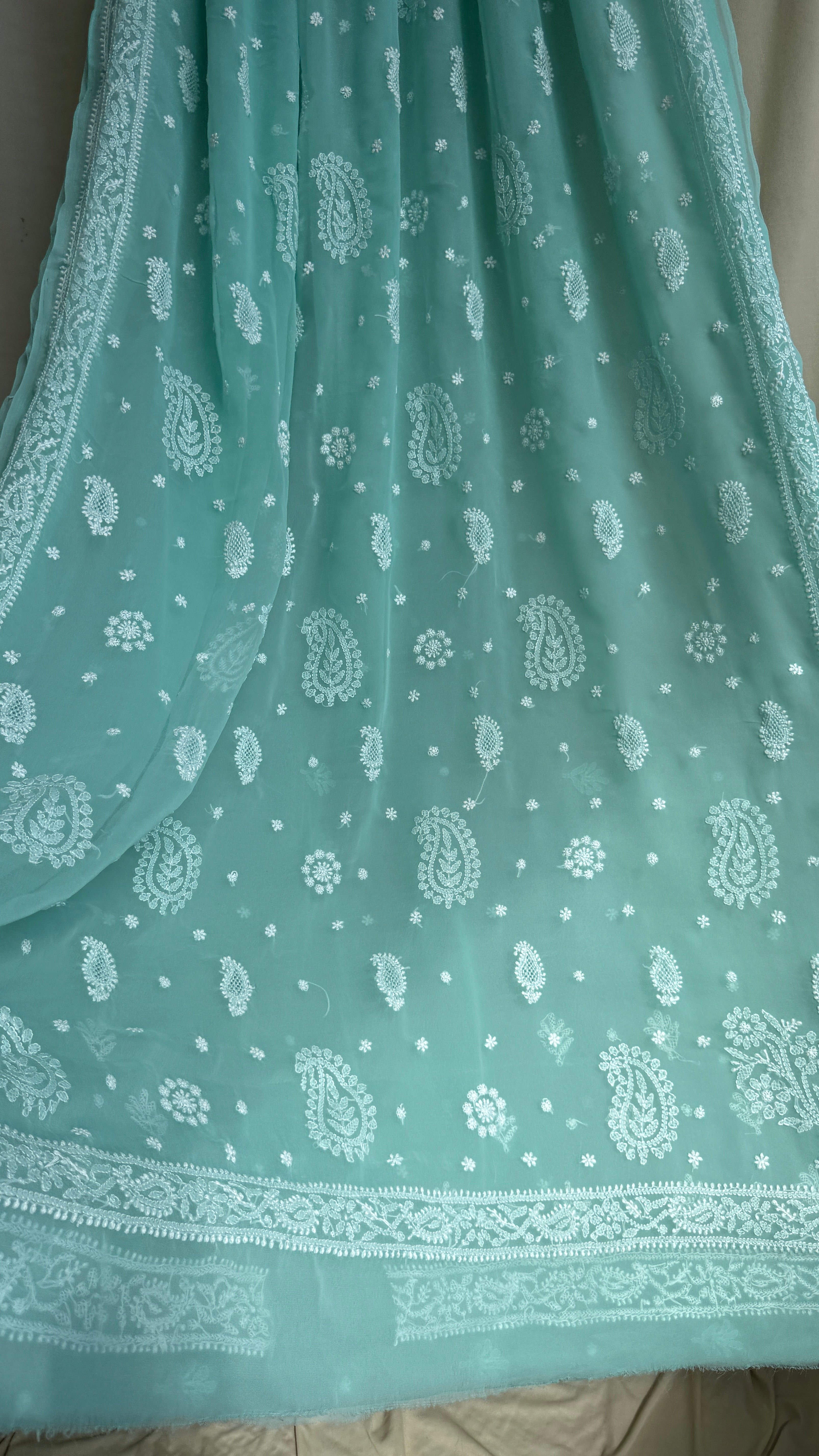 Georgette Chikankari saree in Green