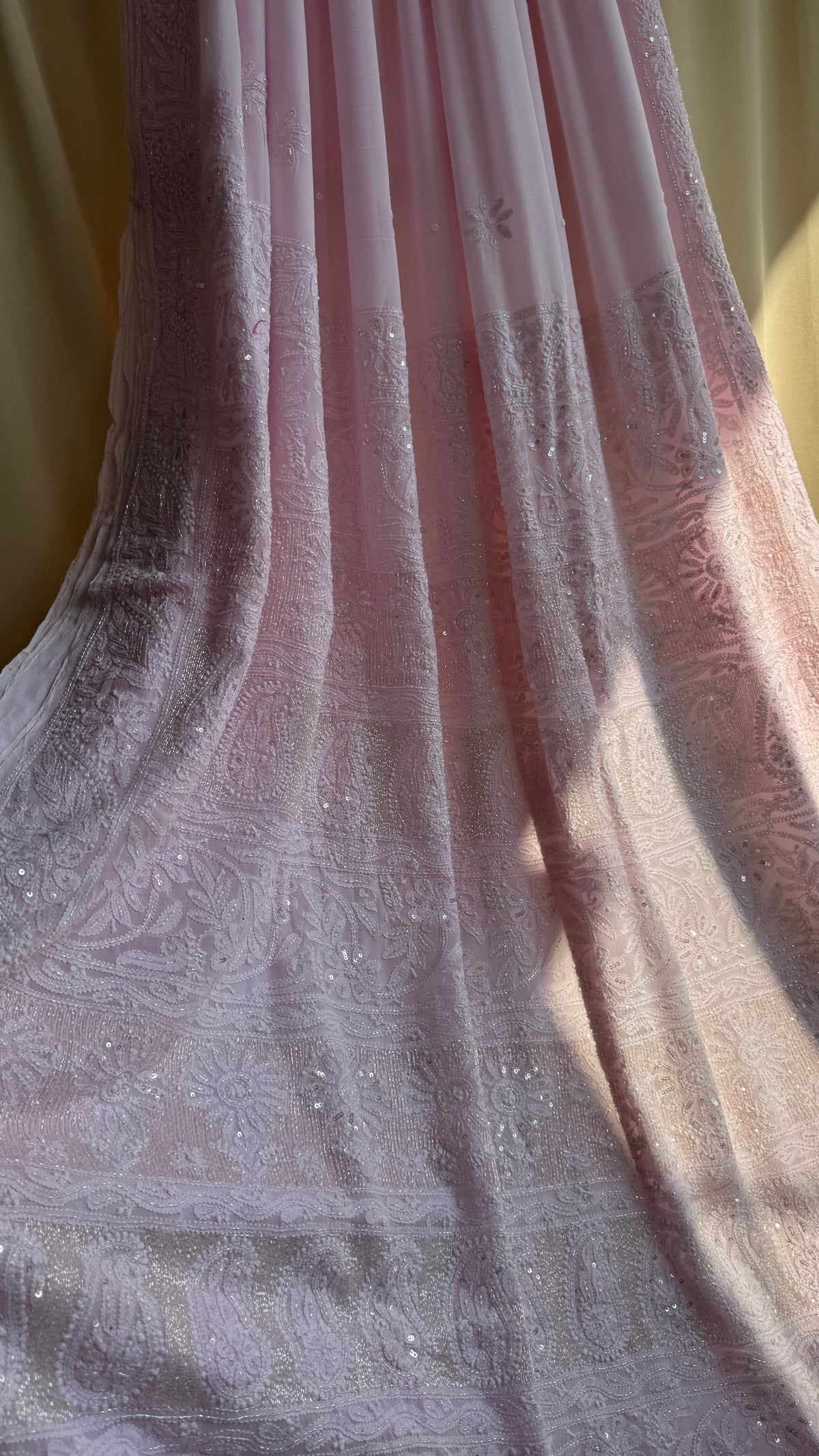 Viscose Chikankari saree with Pearl embellishments - Pink