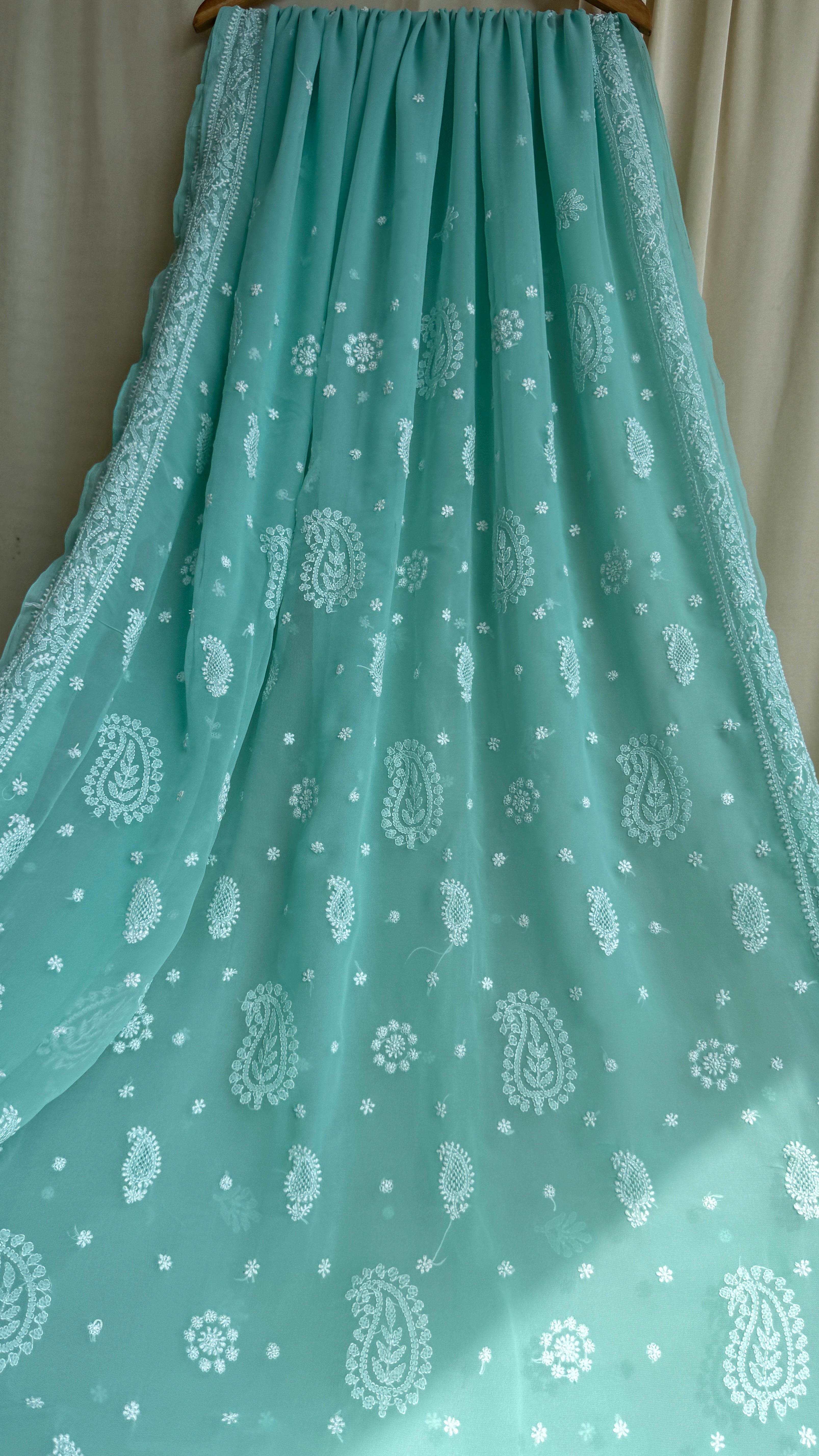 Georgette Chikankari saree in Green