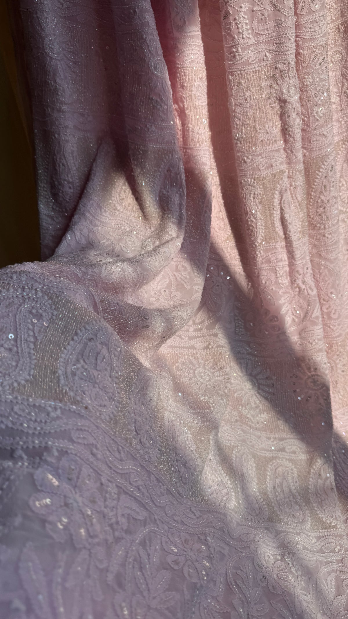 Viscose Chikankari saree with Pearl embellishments - Pink