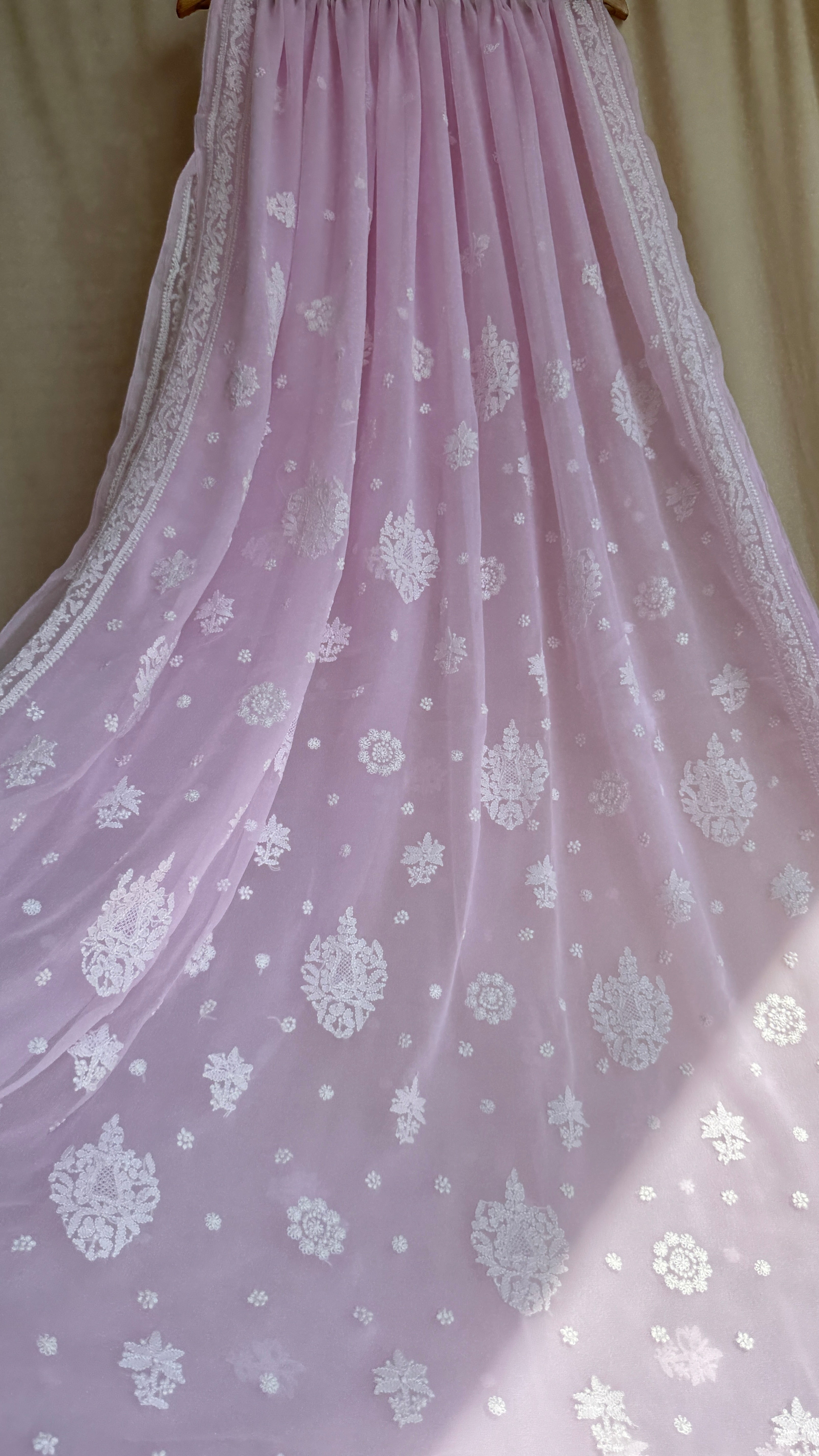 Georgette Chikankari saree in Pink