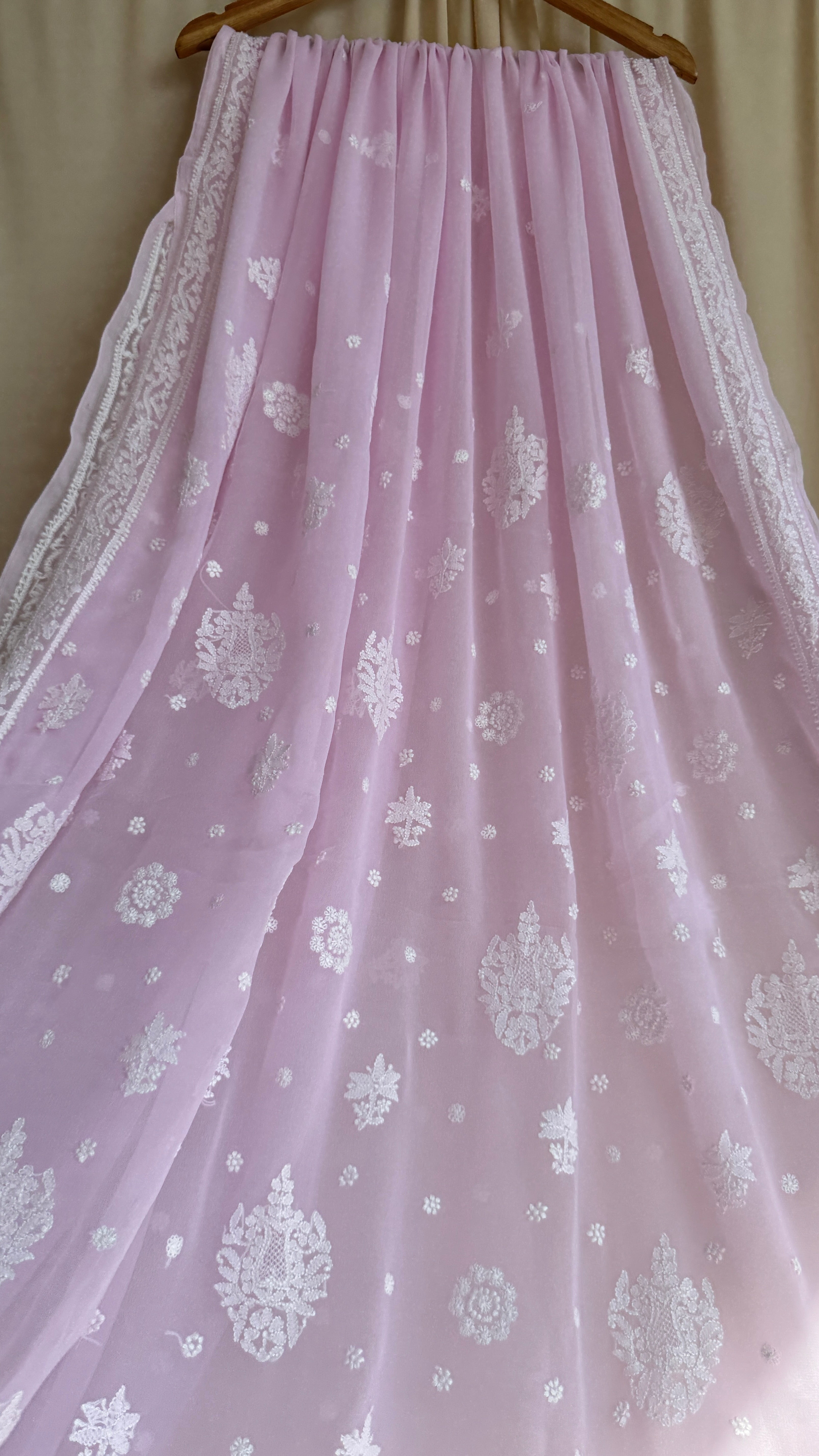 Georgette Chikankari saree in Pink