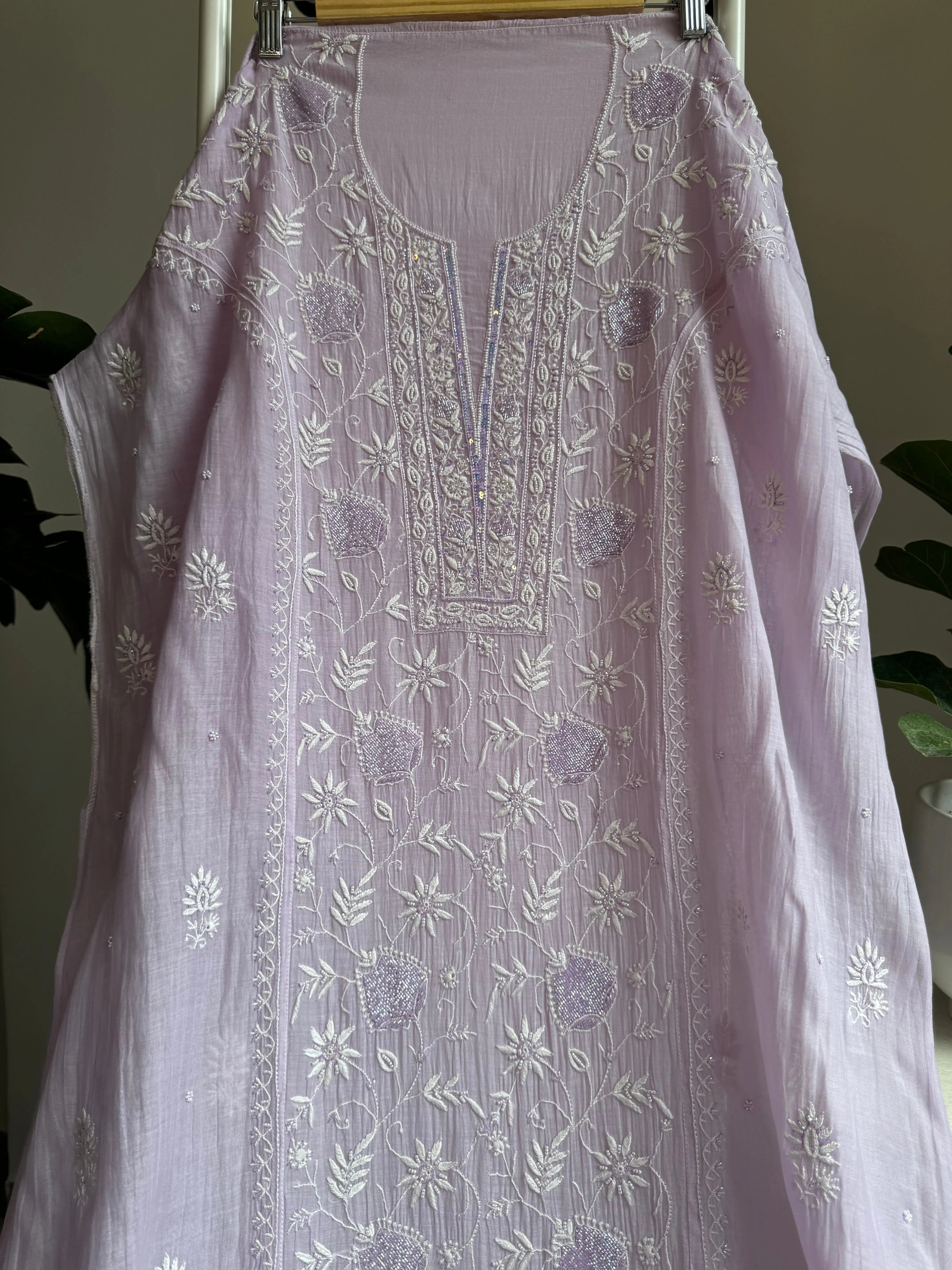 Mul Chanderi Anarkali - Lilac ARIAA CHIKANKARI 