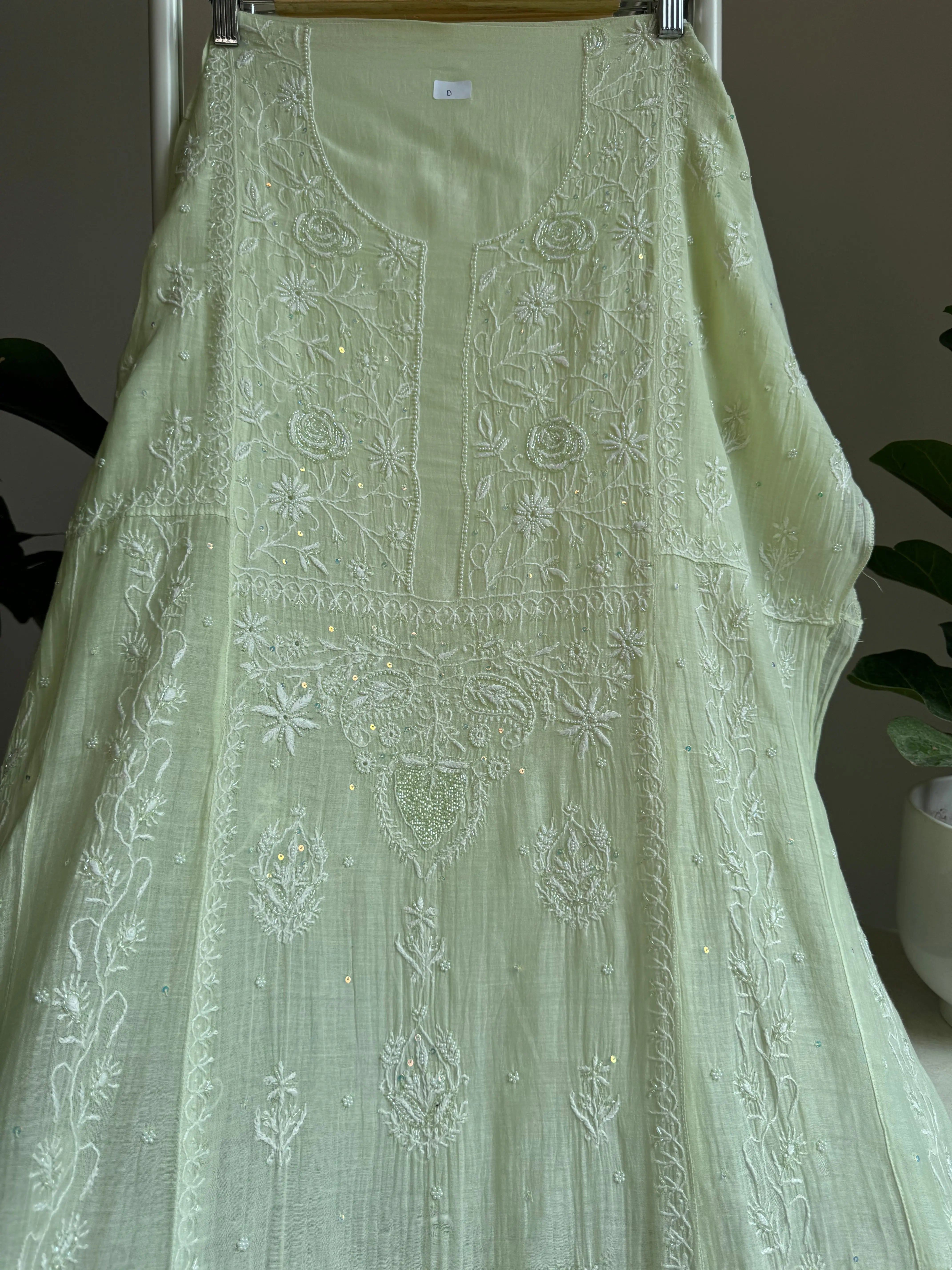 Mul Chanderi Anarkali - Green ARIAA CHIKANKARI 