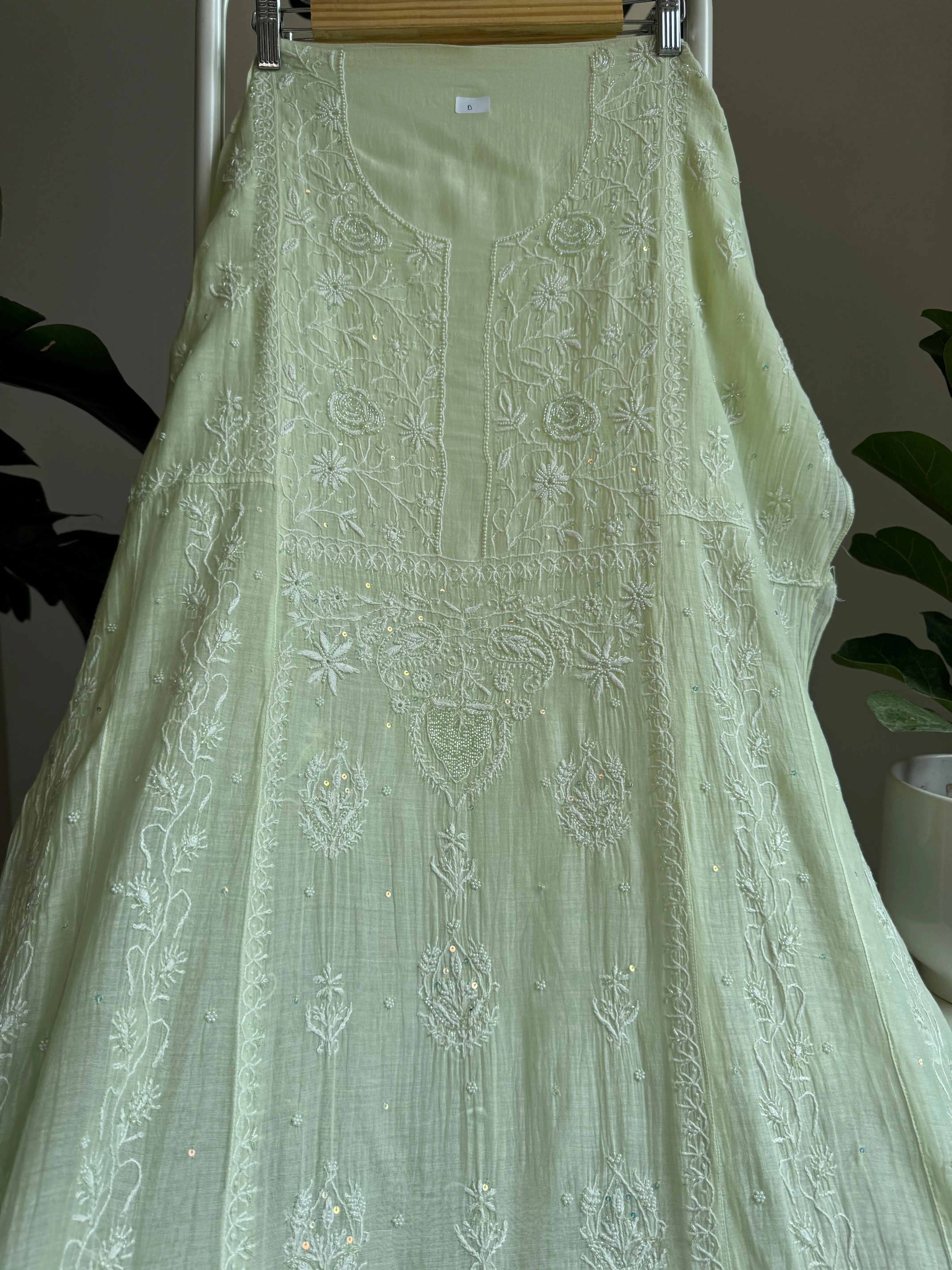 Mul Chanderi Anarkali - Green ARIAA CHIKANKARI 