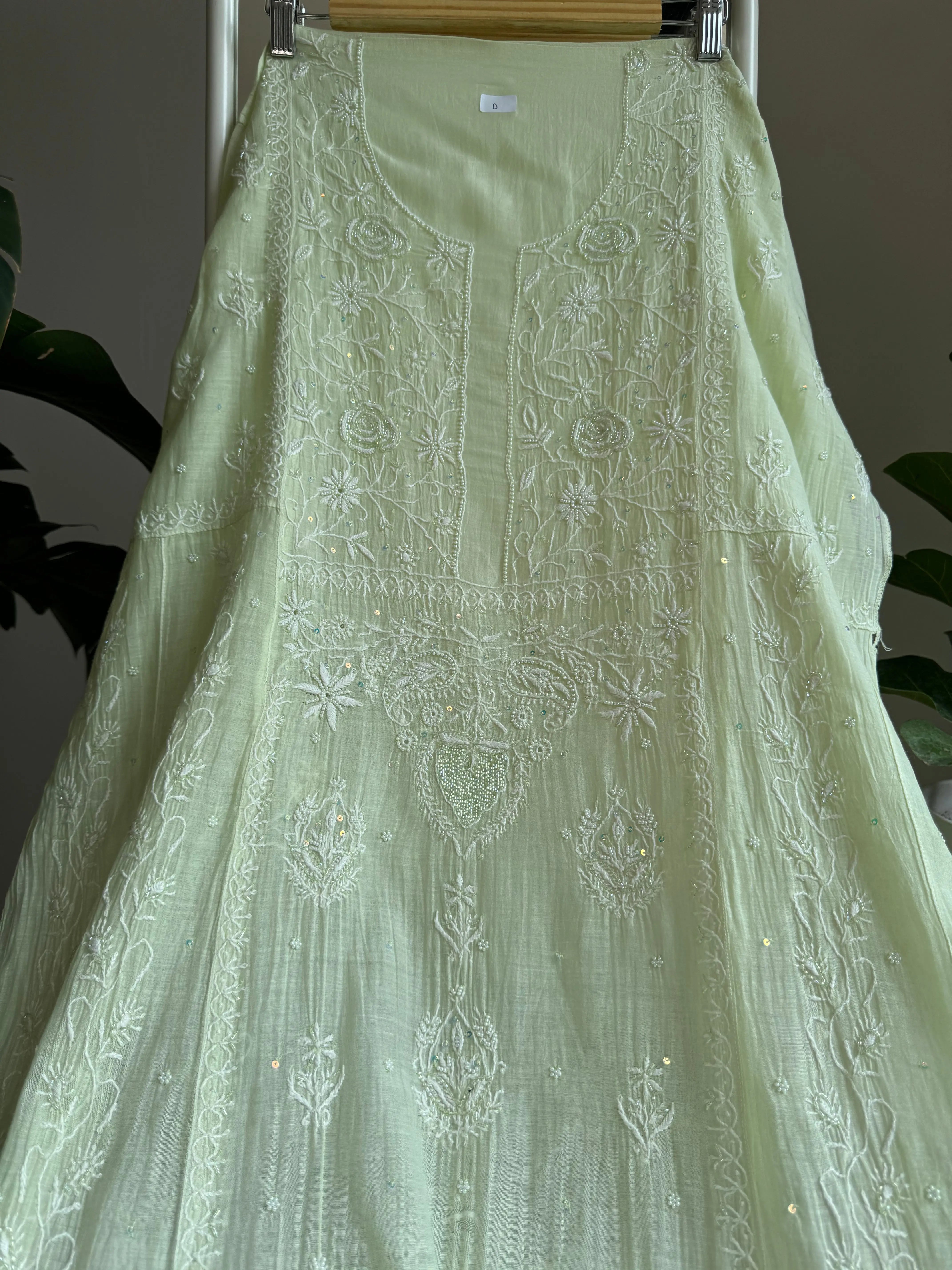 Mul Chanderi Anarkali - Green ARIAA CHIKANKARI 