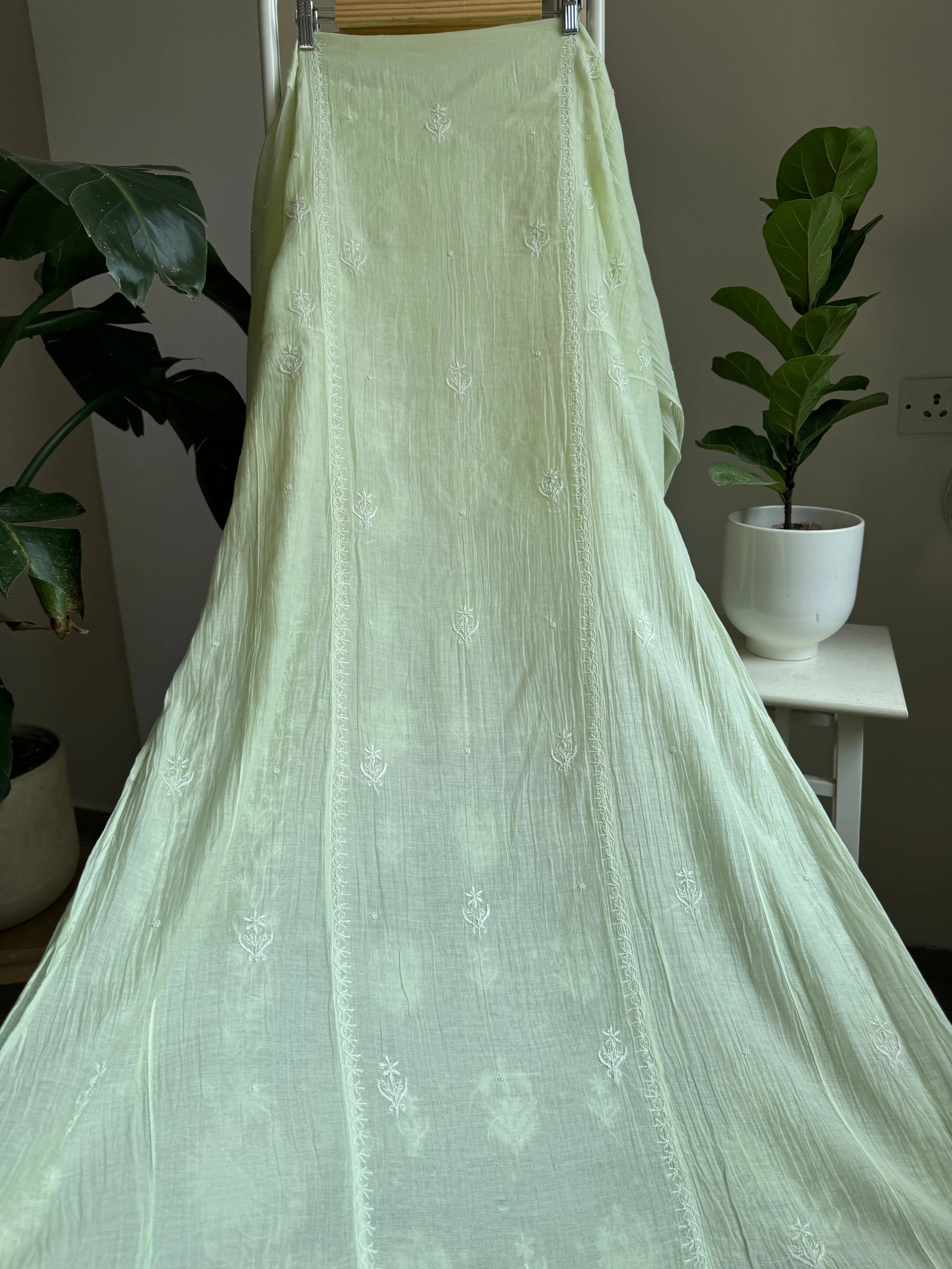 Mul Chanderi Anarkali - Green ARIAA CHIKANKARI 