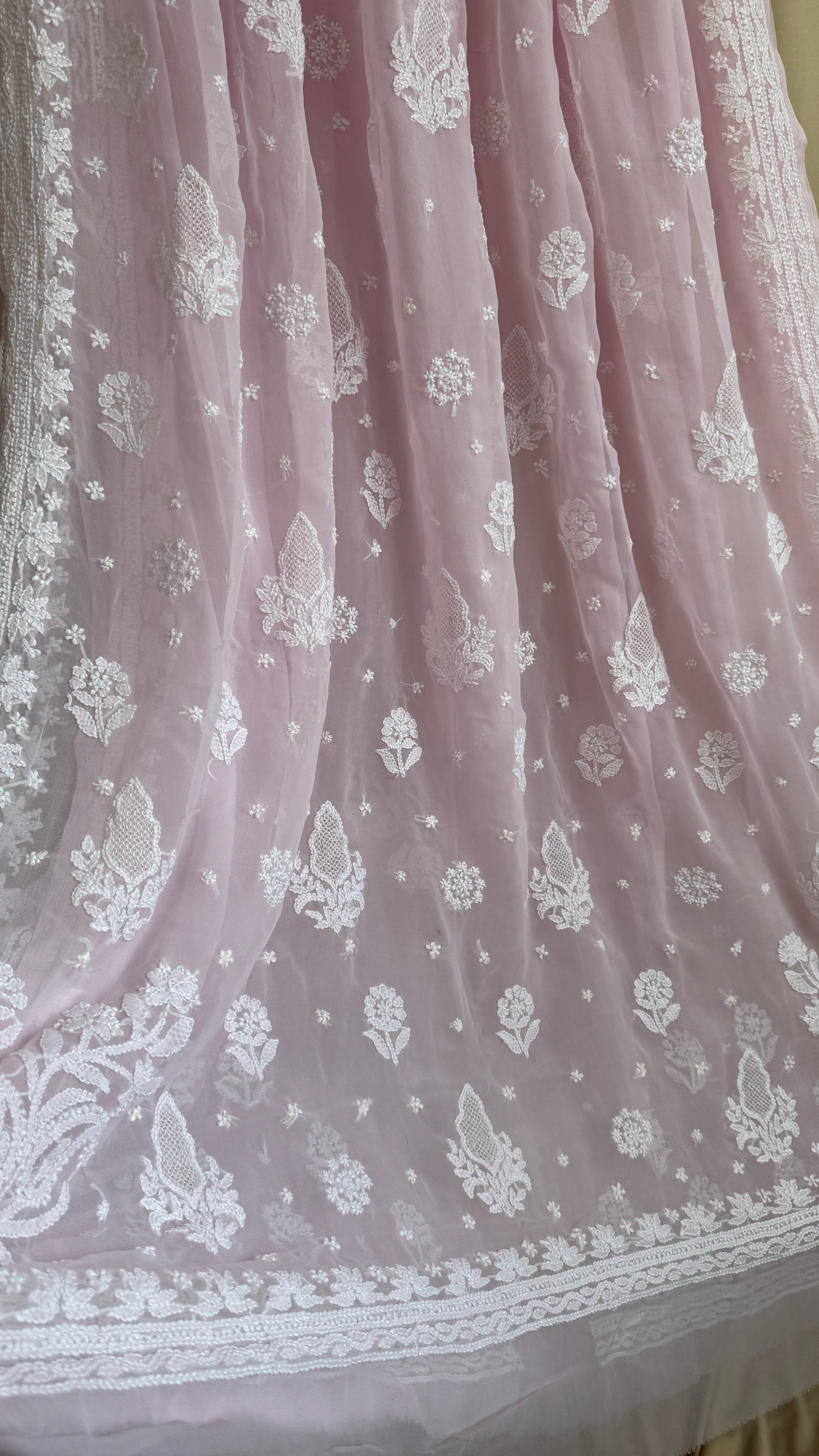 Georgette Chikankari saree in Pink