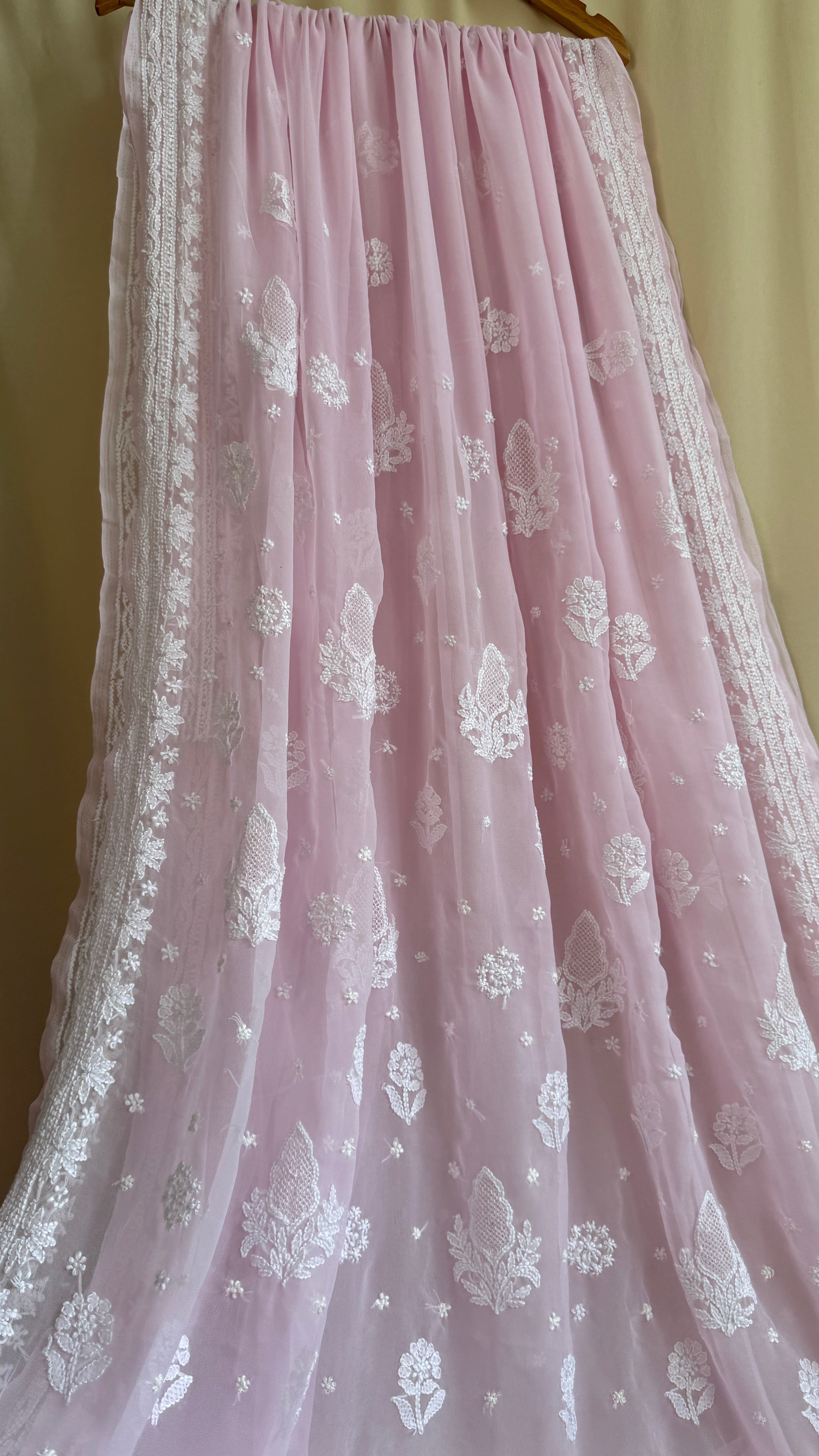 Georgette Chikankari saree in Pink