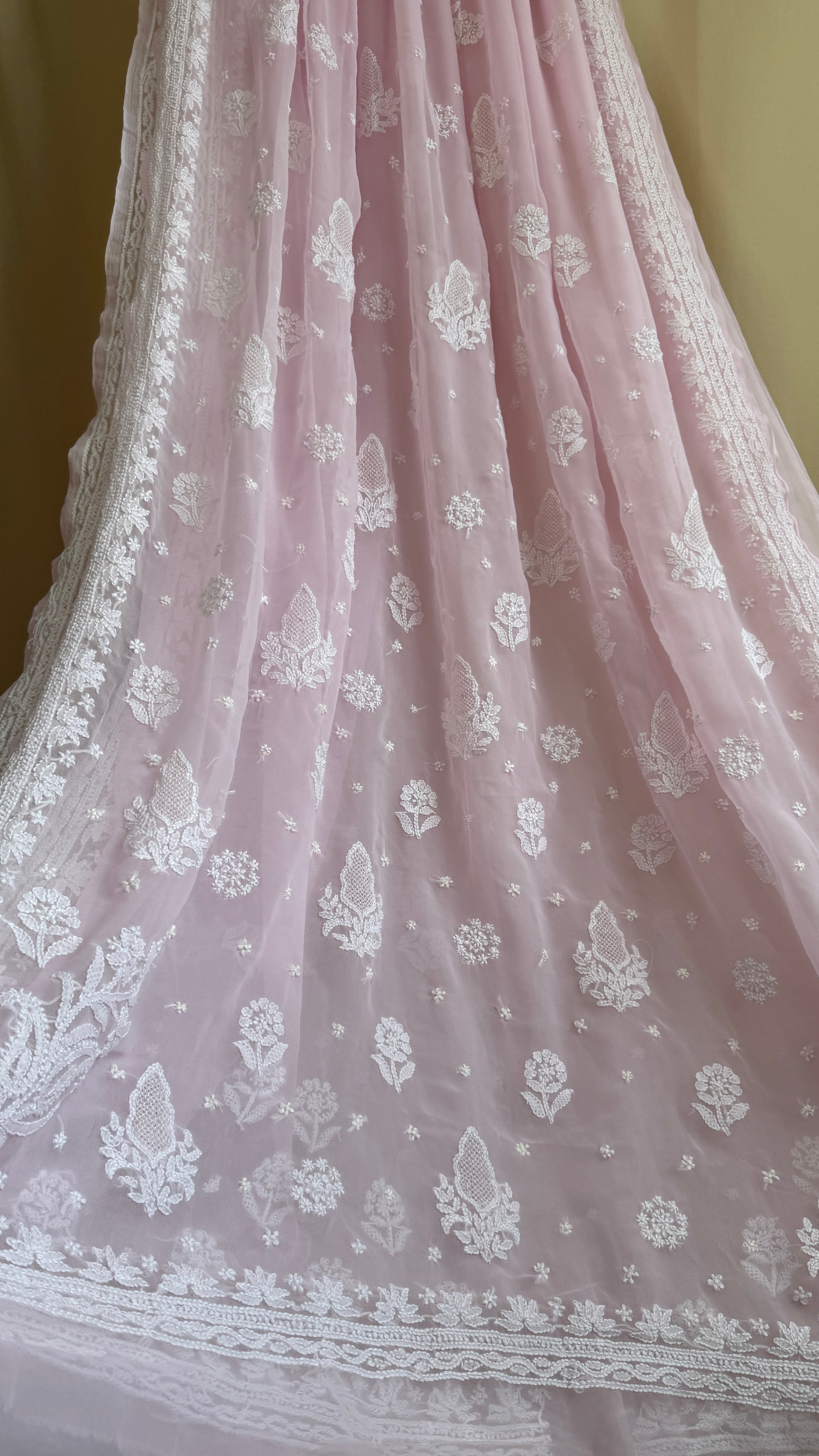 Georgette Chikankari saree in Pink