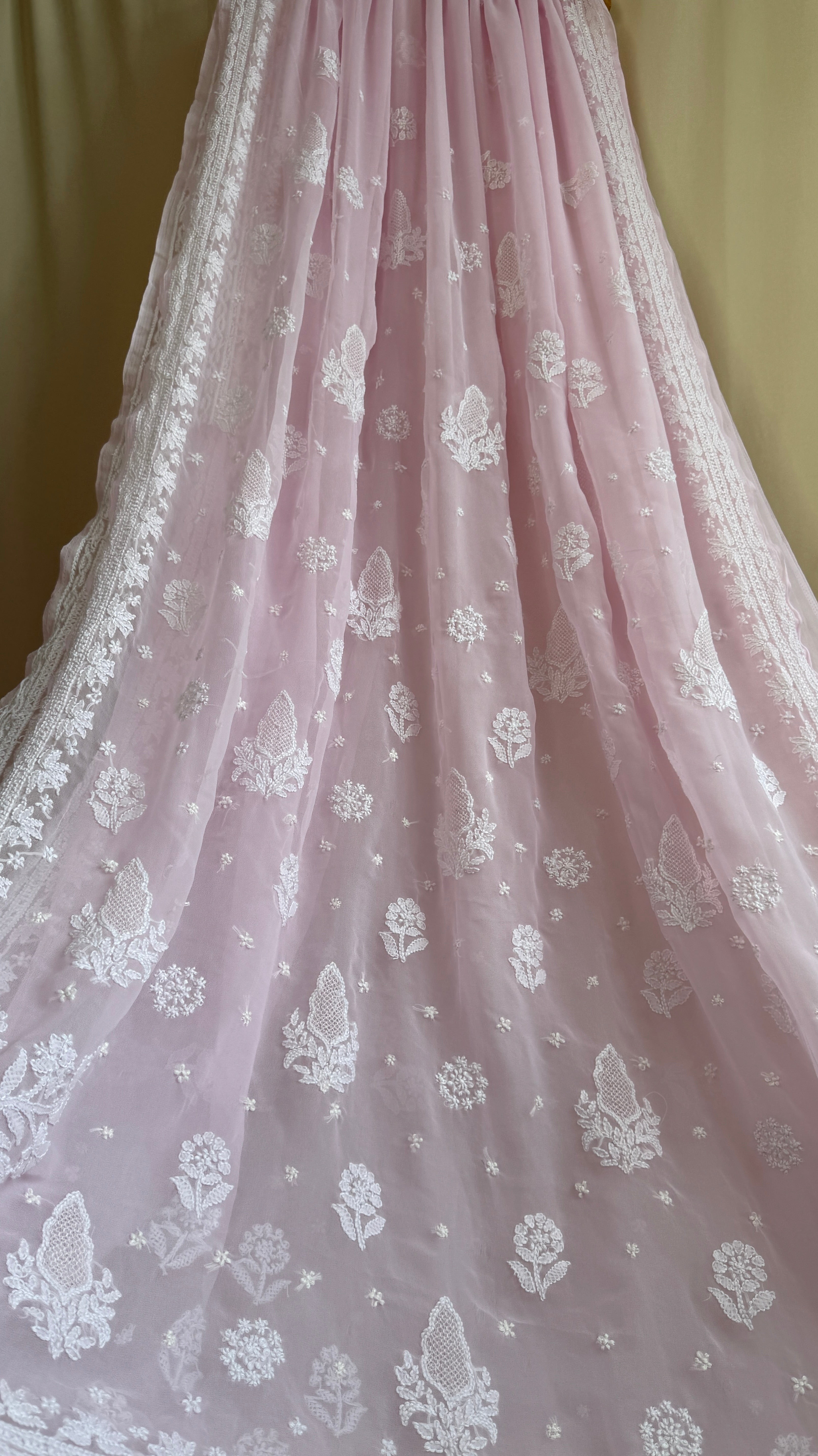Georgette Chikankari saree in Pink