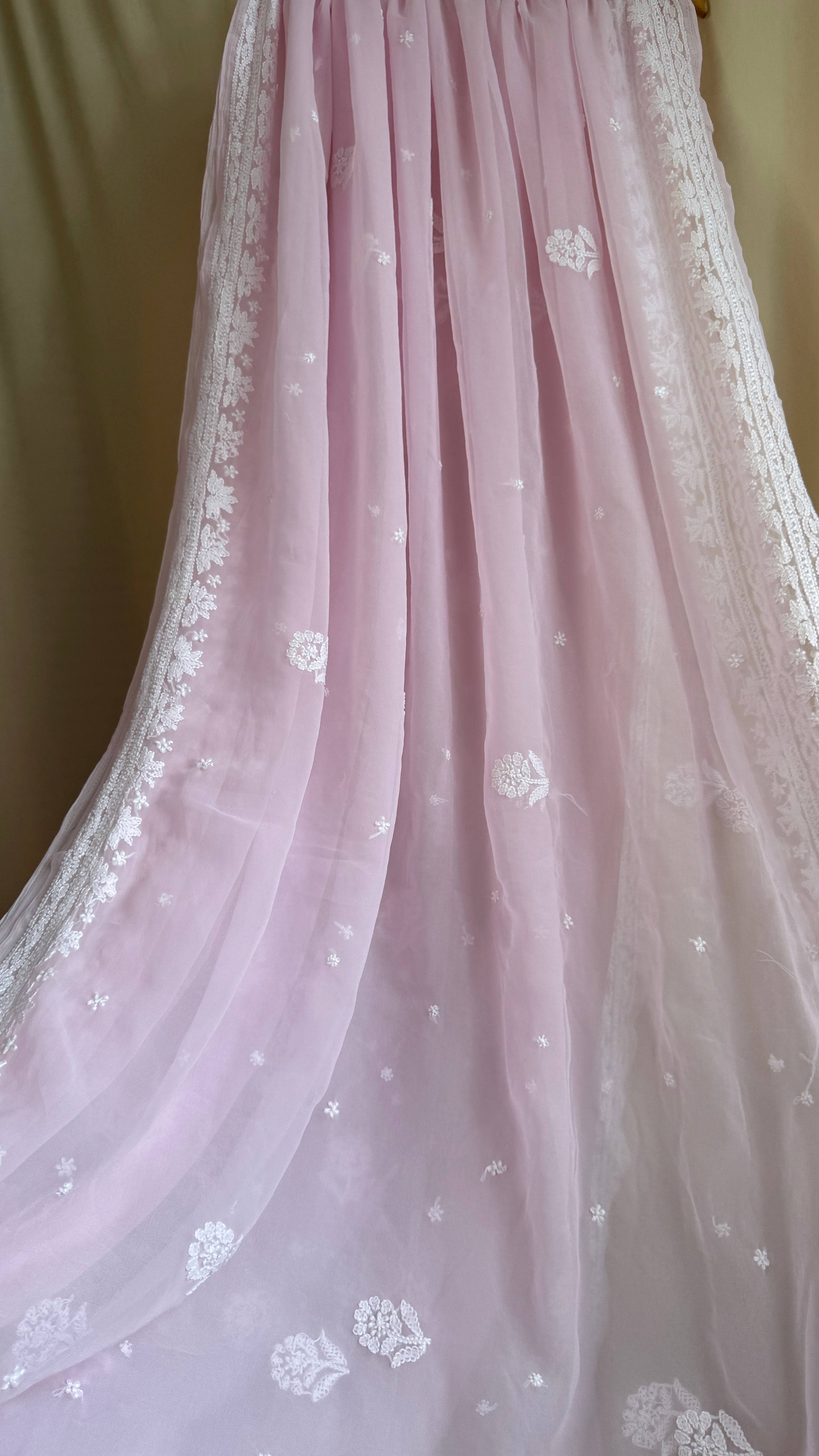 Georgette Chikankari saree in Pink