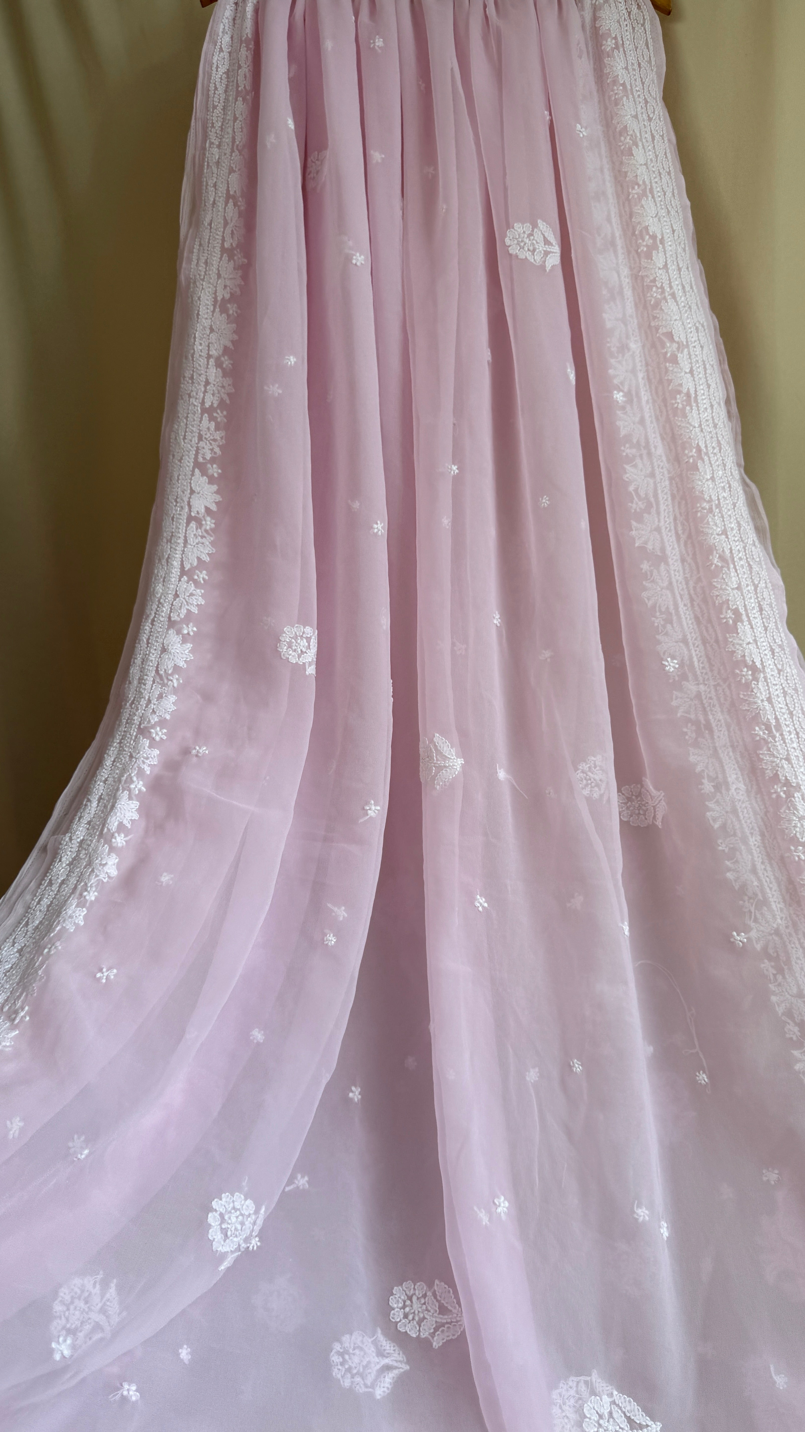 Georgette Chikankari saree in Pink