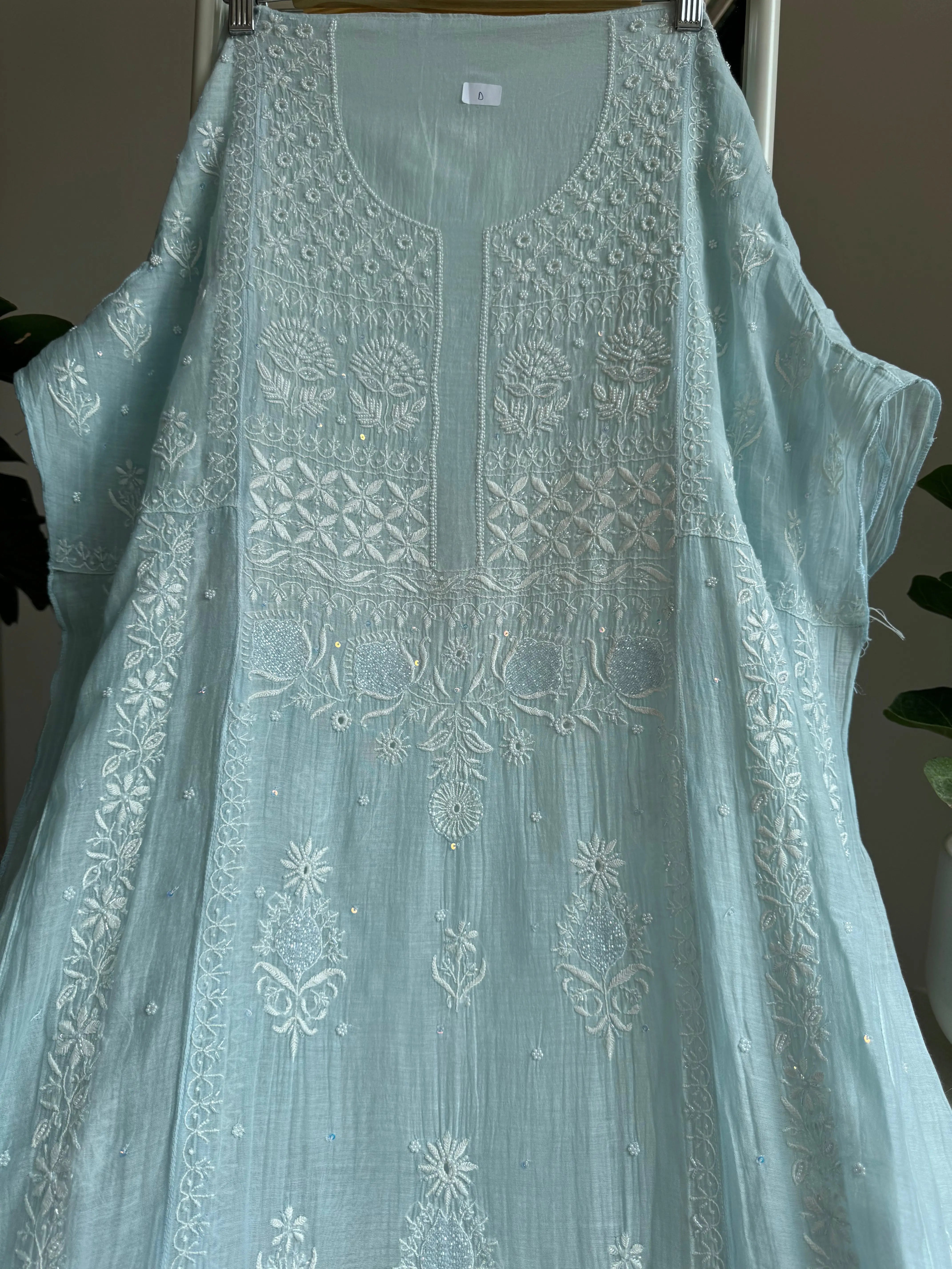 Mul Chanderi Anarkali - Baby Blue ARIAA CHIKANKARI 