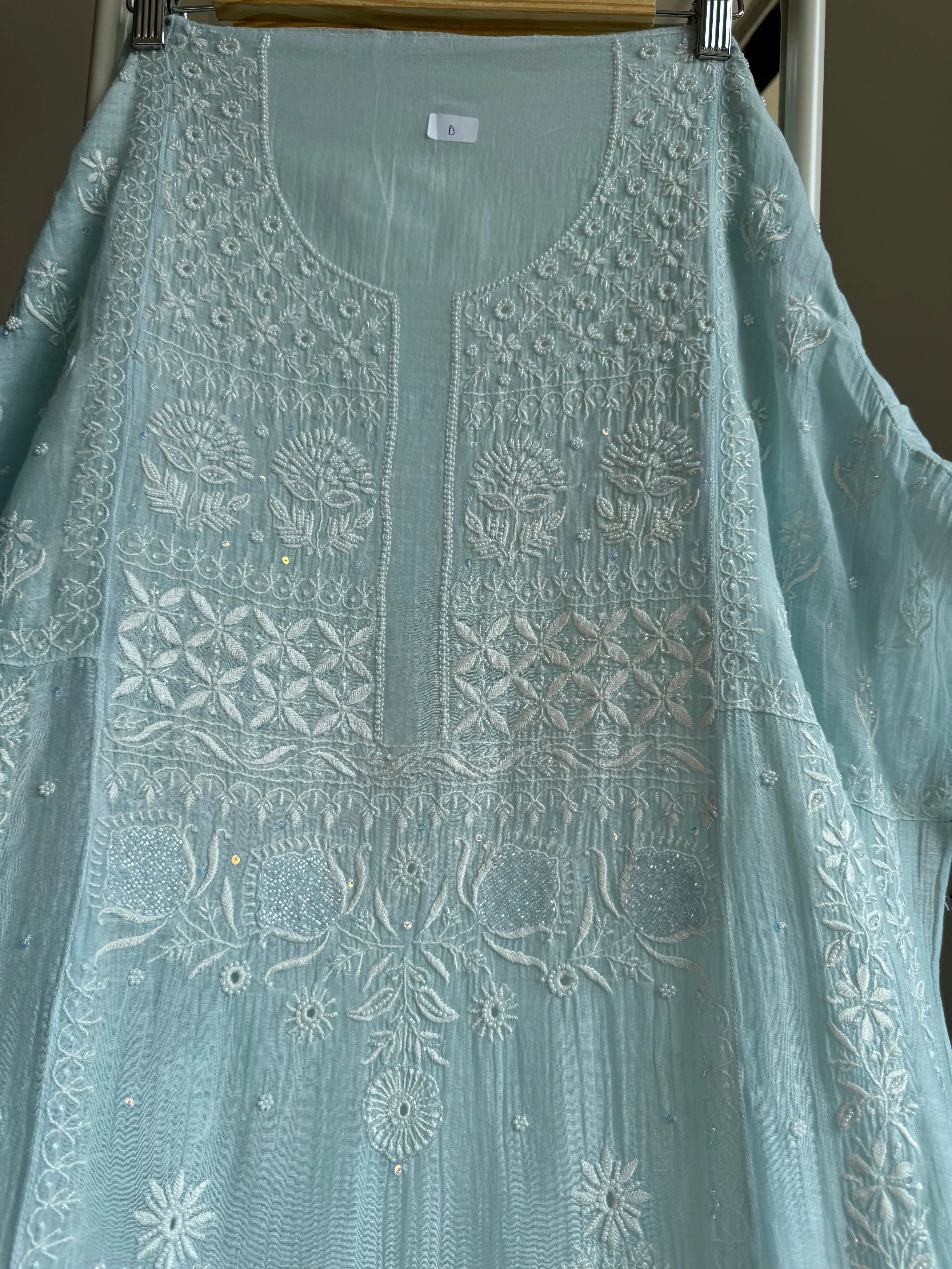 Mul Chanderi Anarkali - Baby Blue ARIAA CHIKANKARI 