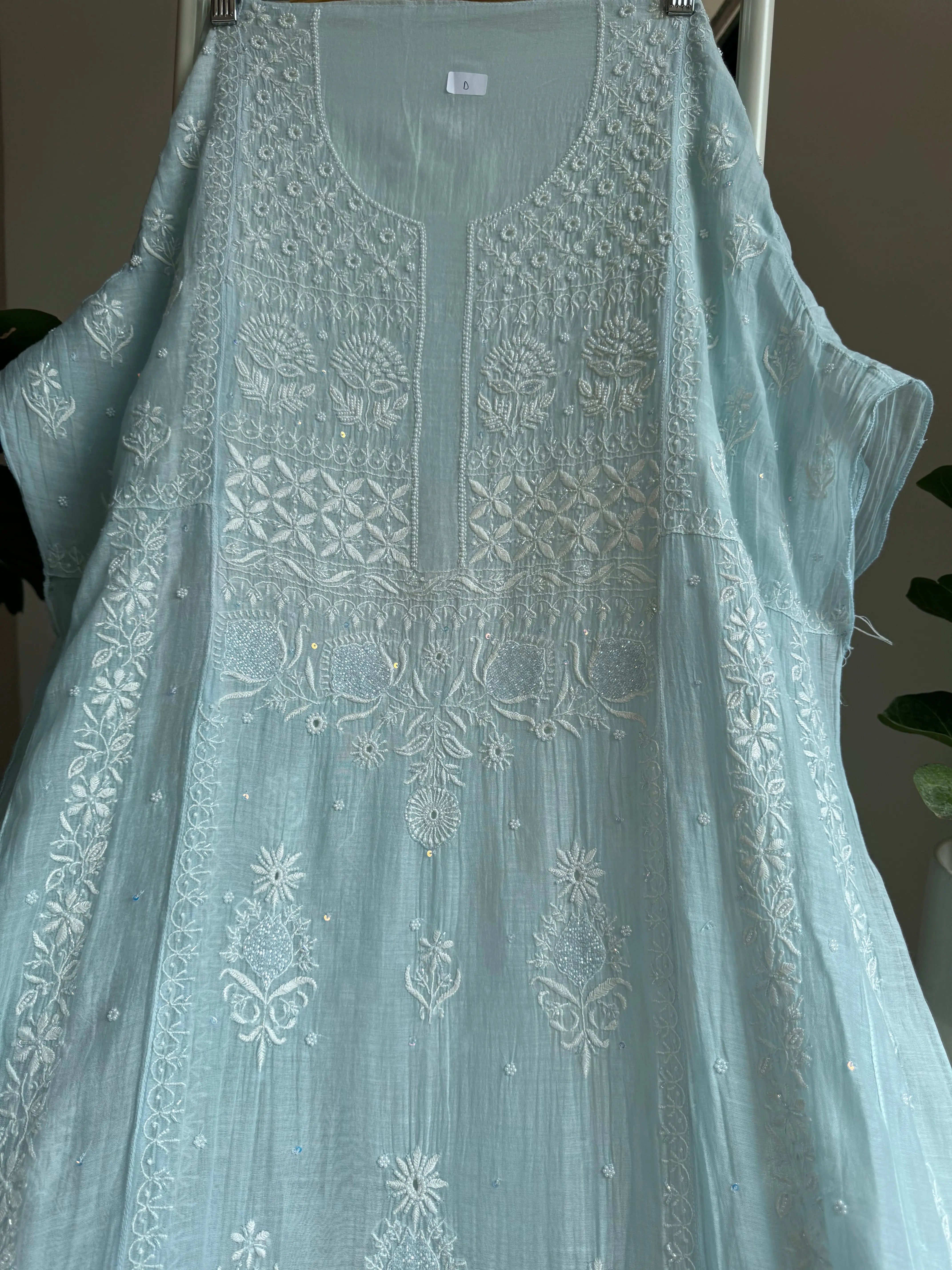 Mul Chanderi Anarkali - Baby Blue ARIAA CHIKANKARI 