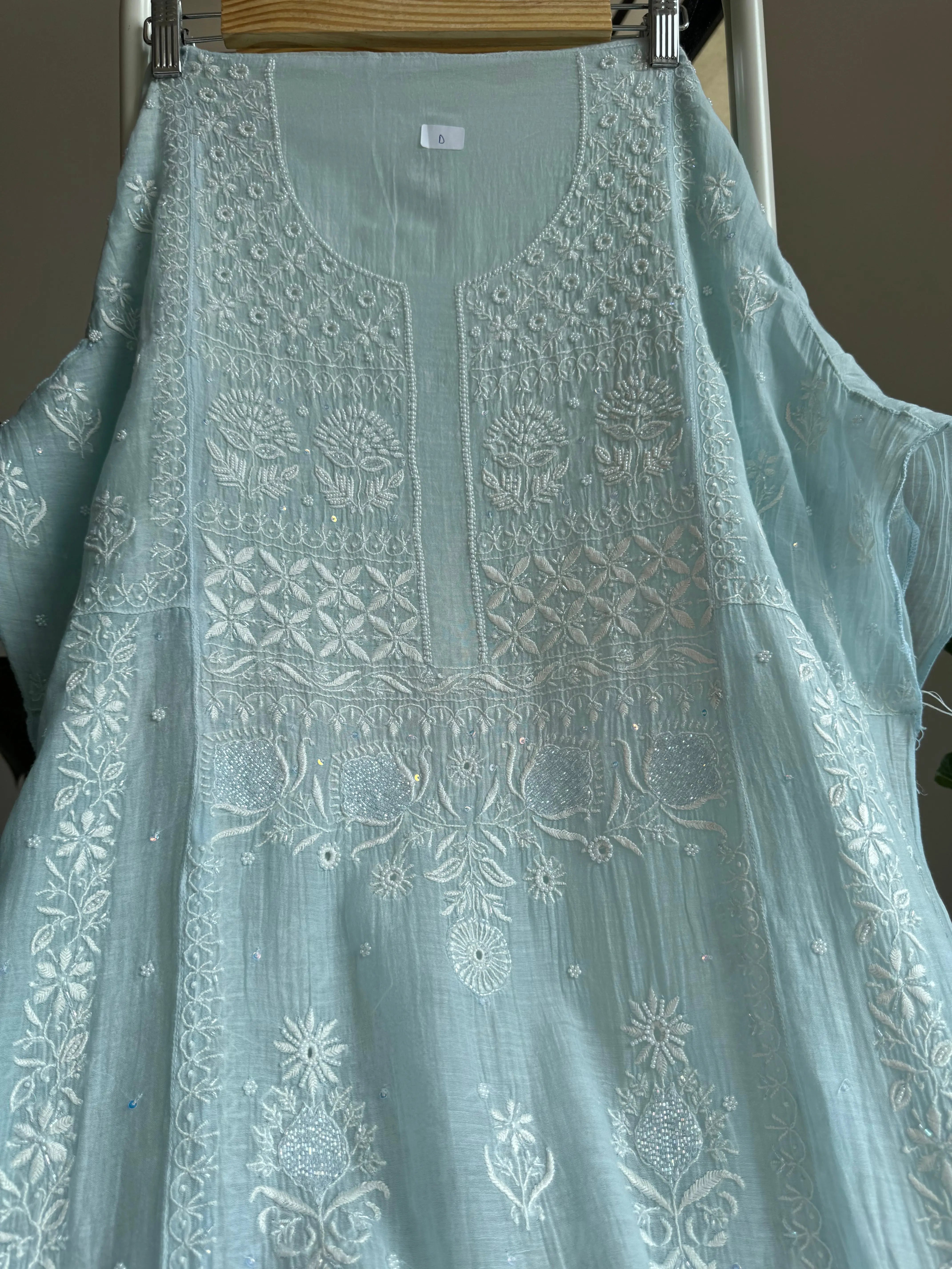 Mul Chanderi Anarkali - Baby Blue ARIAA CHIKANKARI 